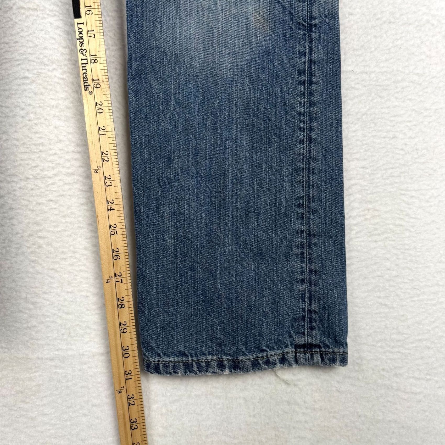 Express VINTAGE Y2K Express Boots Cut Jeans Mens 31x32 Blue Denim 5-Pocket Jeans Size US 31 - 7 Thumbnail
