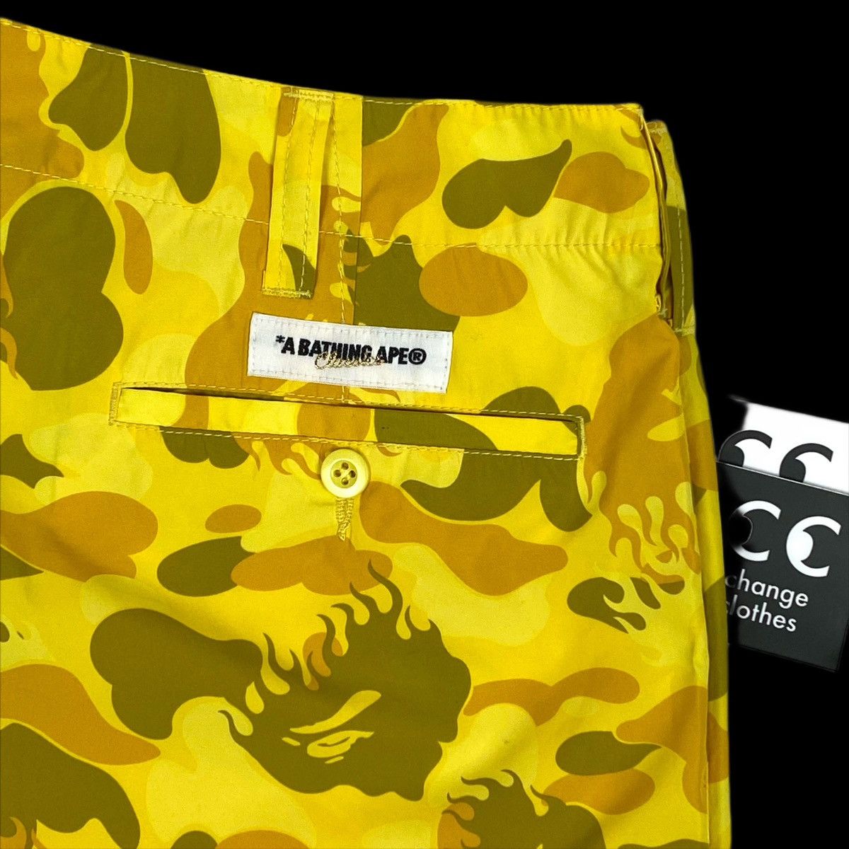Bape bape fire camo swim shorts trunks yellow 2009 rare nigo med Size US 31 - 4 Thumbnail