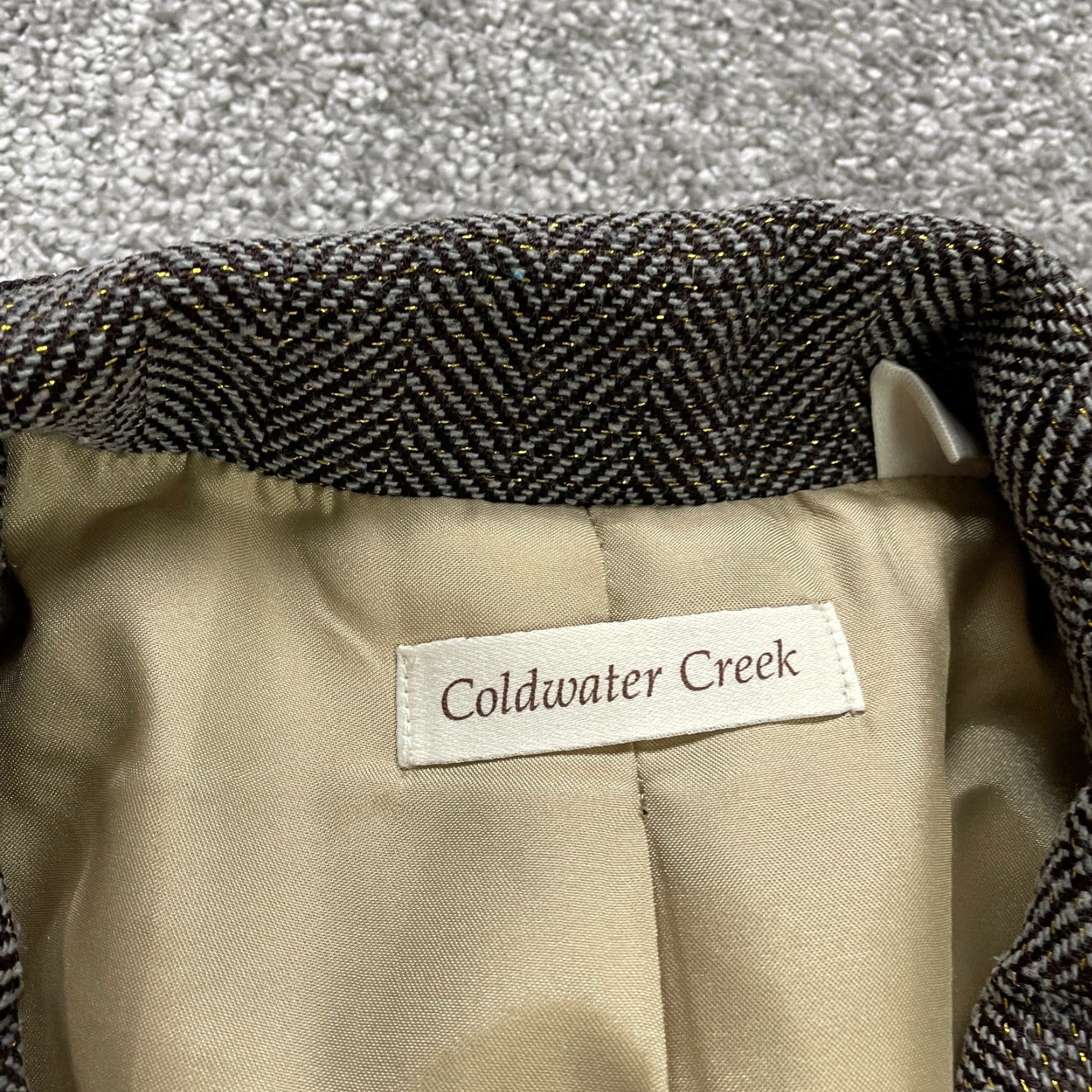 Coldwater Creek Coldwater Creek Blazer Jacket Womens 14 Brown Plaid Single-Breasted Notch Lapel Tweed Regular Fit Size XL / US 12-14 / IT 48-50 - 5 Thumbnail