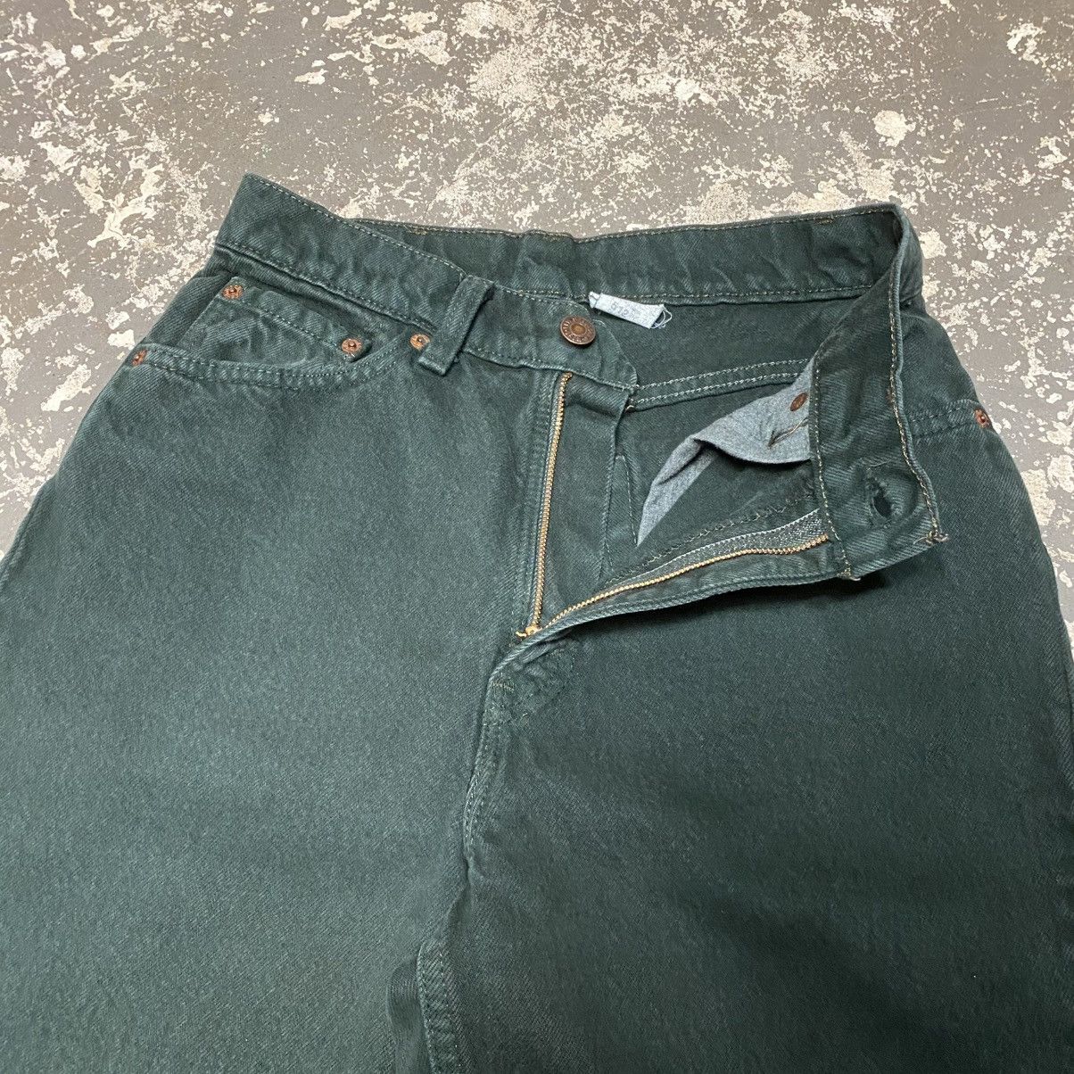 Levi's × Vintage Vintage Levi’s 512 Slim Fit Green Denim Jeans USA 90s Size US 26 / EU 42 - 9 Thumbnail