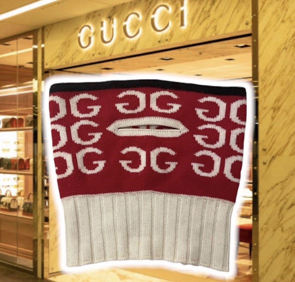 Gucci GuCCi Jacquard Mouth Opening 😲 Neck Warmer🧣 Size ONE SIZE - 2 Thumbnail
