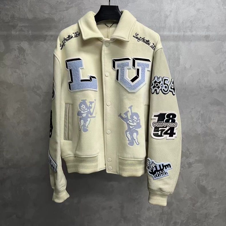 LOUIS VUITTON Long Sleeve Baseball in Mixed Leather with Wh