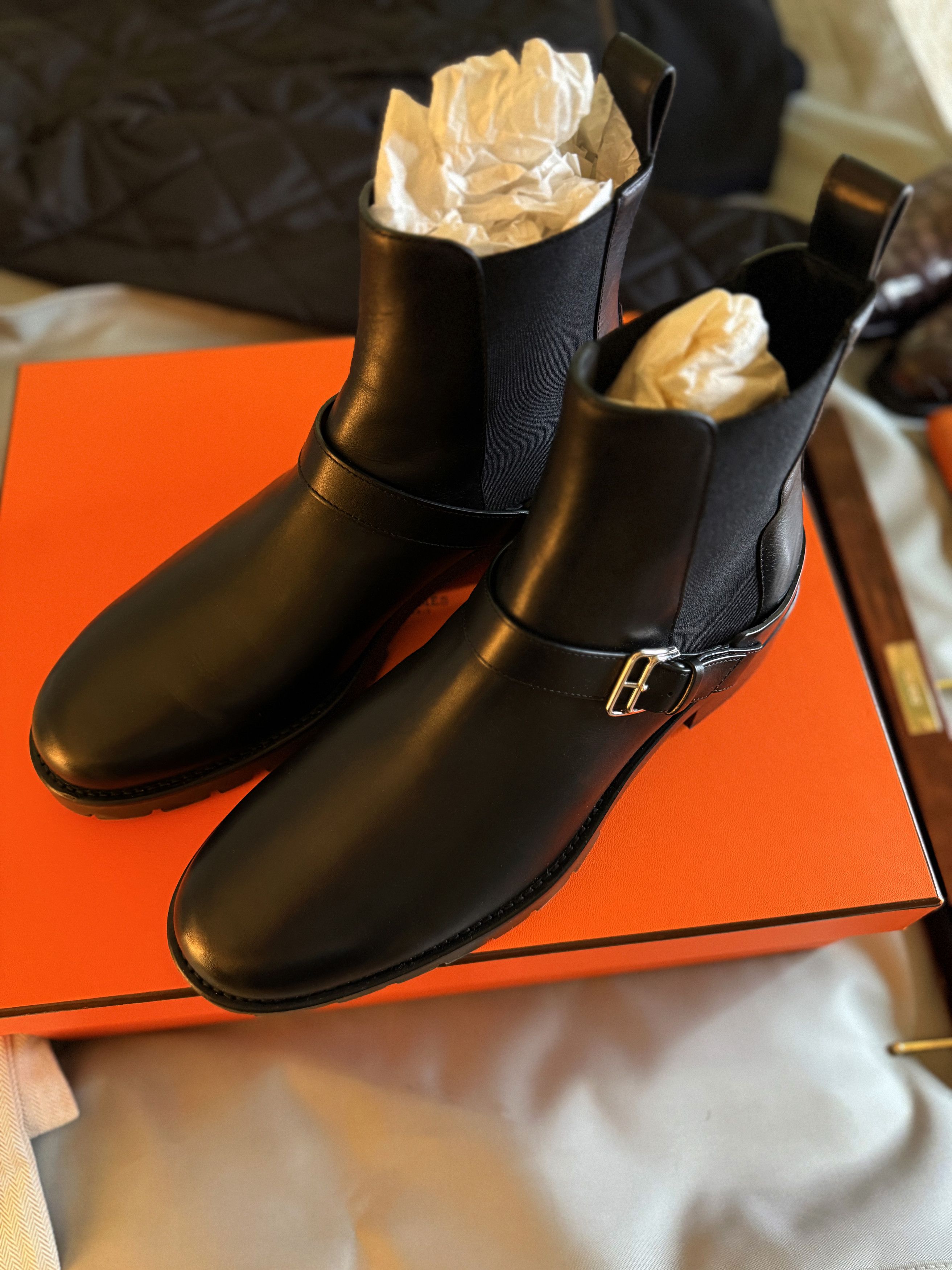 Hermes Fits 10.5, Ultimate Rare $1,800 Silver Buckle Ankle Boots Size US 10 / EU 43 - 16 Thumbnail