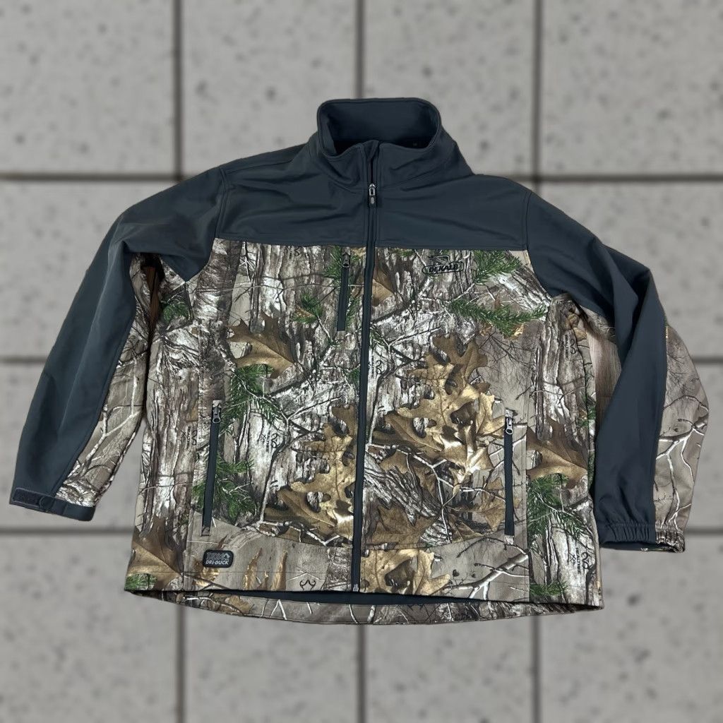 Realtree DRI DUCK Mens Jacket Soft Shell Two-TXL Full Zip Camouflage RealTree Charcoal Camo 2XL Mens Regular Size US XXL / EU 58 / 5 - 1 Thumbnail
