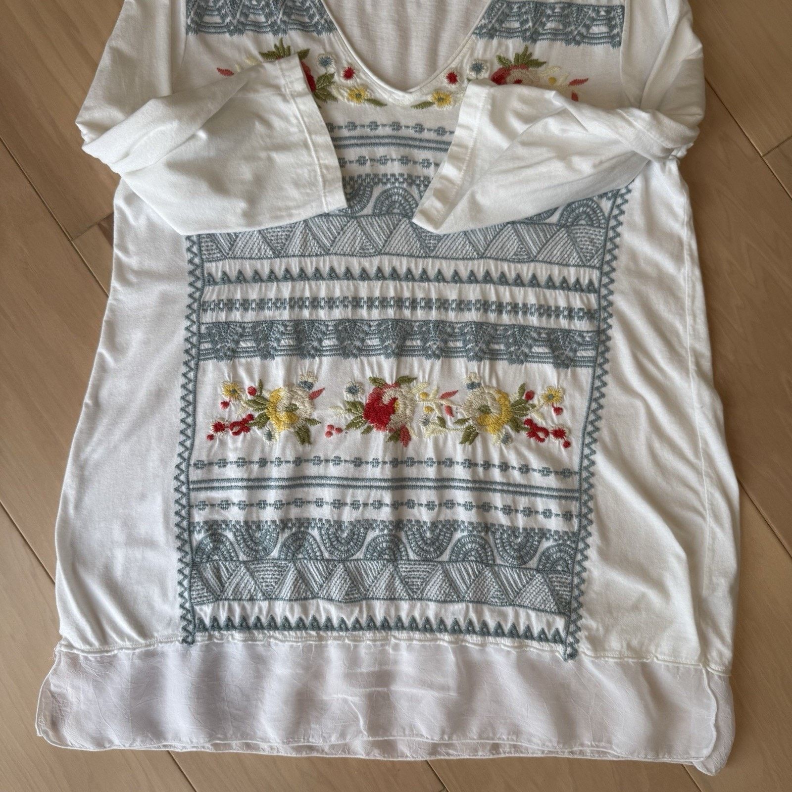 Designer × Johnny Was Johnny Was Tunic Women's Large White Donya Top Embroidered Size L / US 10 / IT 46 - 5 Thumbnail
