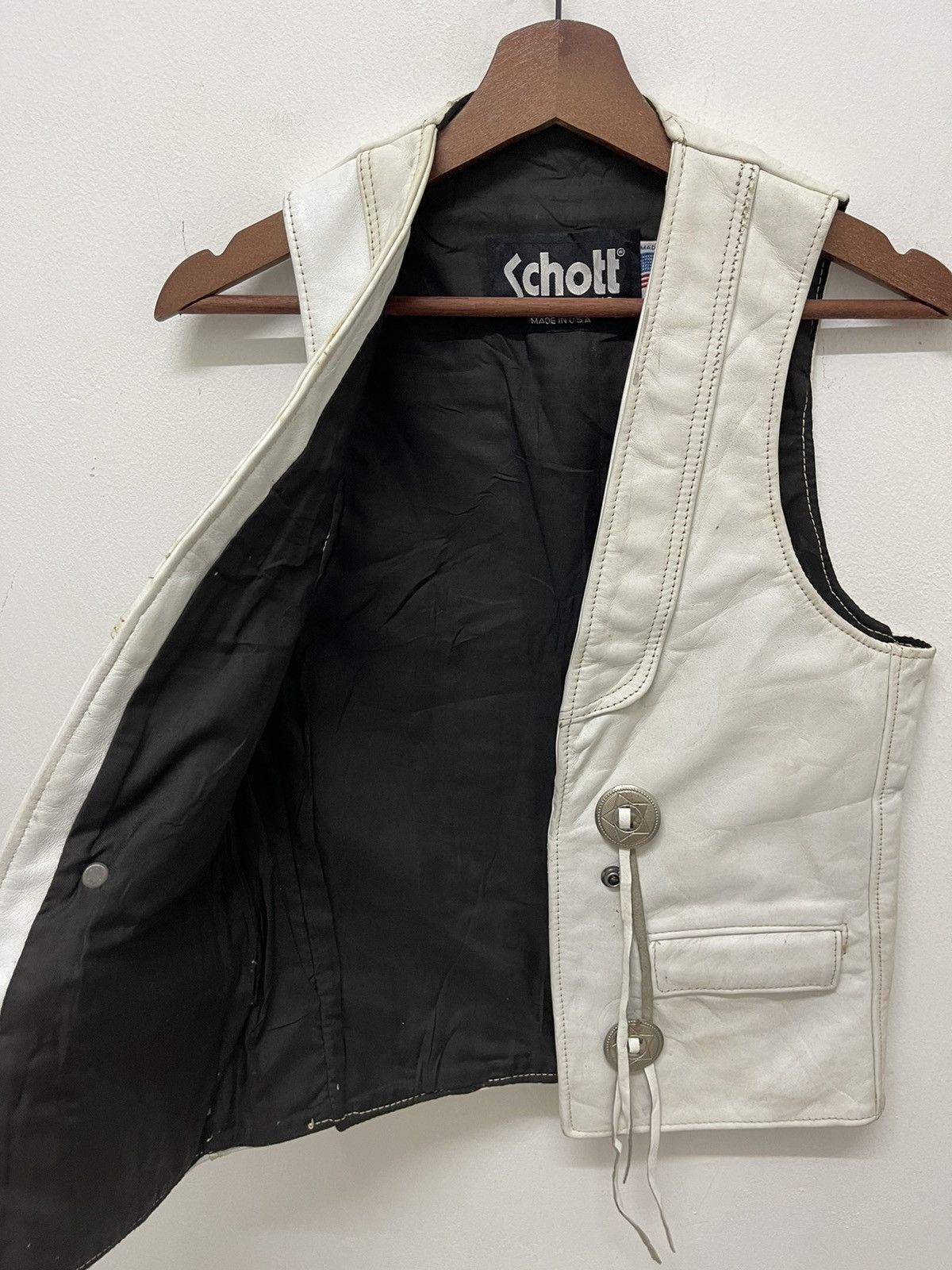 Schott Vintage SCHOTT NYC Leather Vest USA Made Size US S / EU 44-46 / 1 - 2 Thumbnail