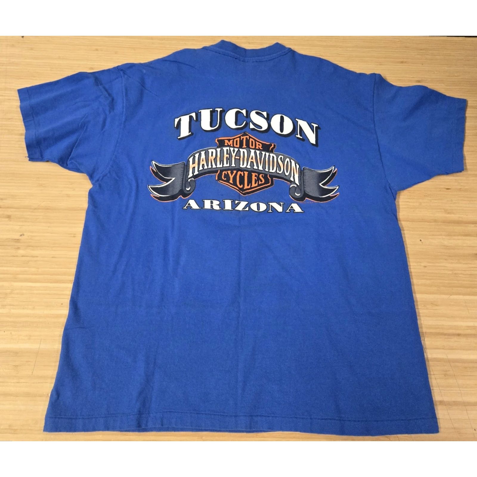 Harley Davidson VINTAGE Harley-Davidson Shirt Mens XL Blue Tucson Arizona Motorcycle Biker 90s Size US XL / EU 56 / 4 - 5 Thumbnail