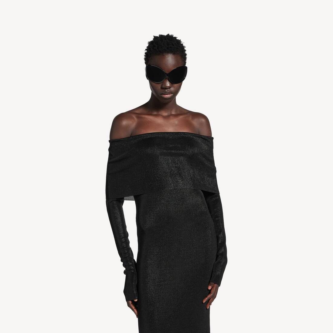 Balenciaga o1in1g0326 Off-Shoulder Maxi Dress in Black Size S / US 4 / IT 40 - 5 Thumbnail