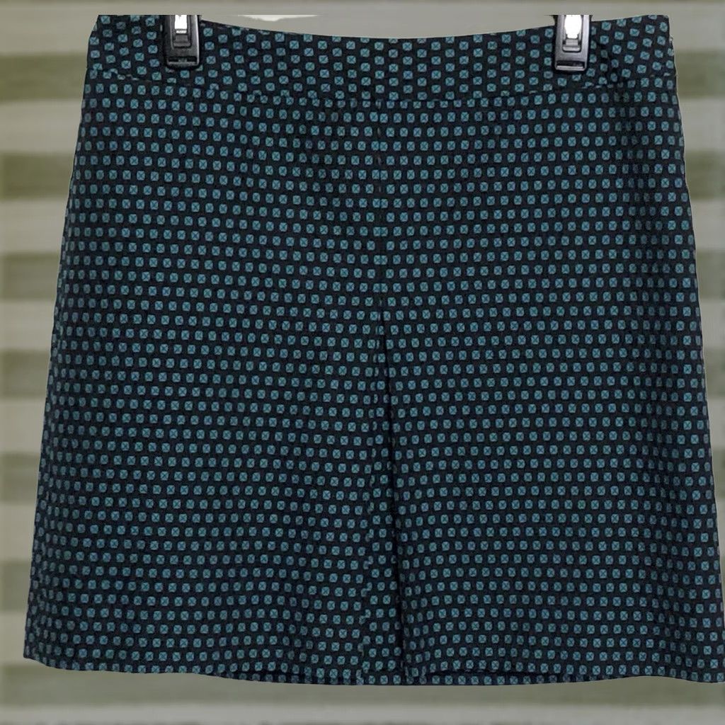 Ann Taylor Ann Taylor Mini Skirt 10P Blk Teal Jacquard Check 32"W Preppy coquette Office Size 32" / US 10 / IT 46 - 1 Thumbnail