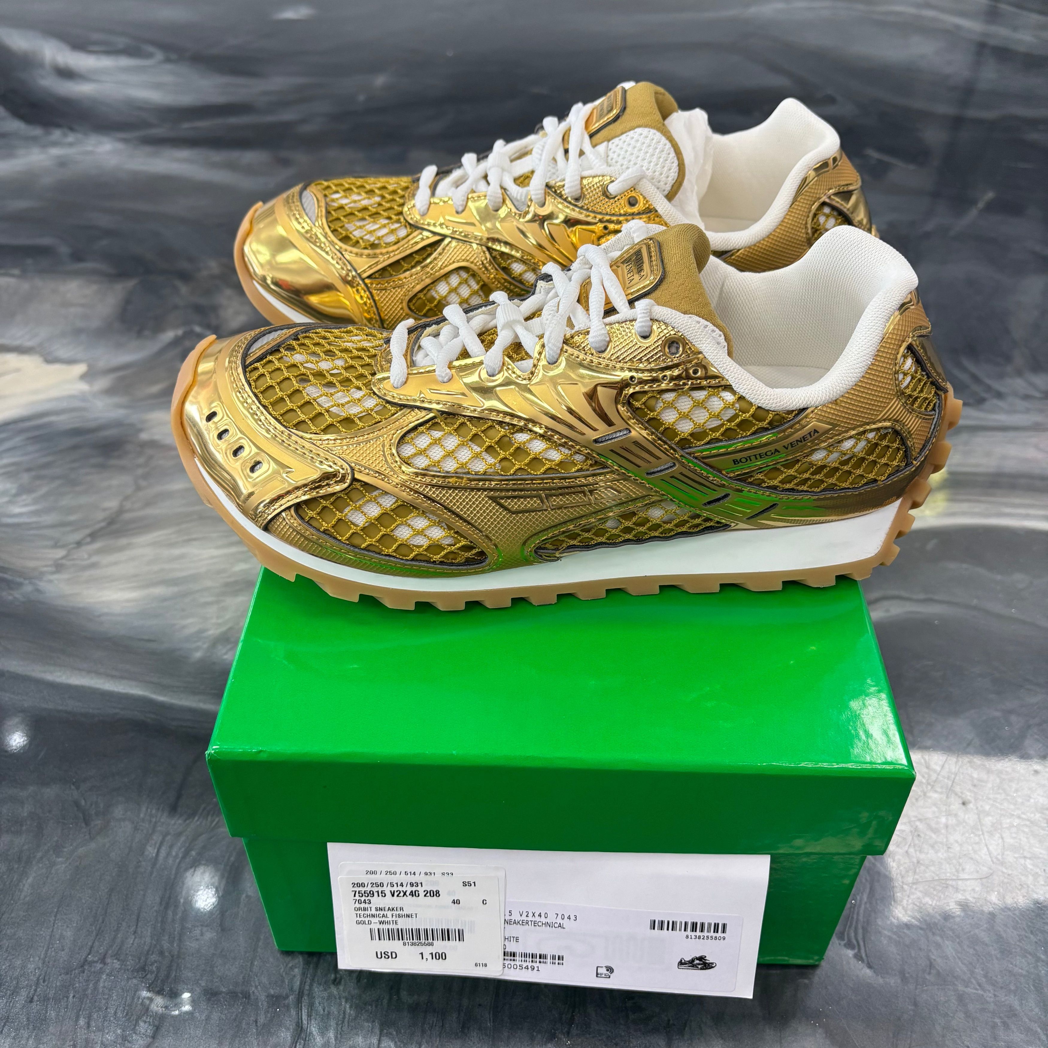 Bottega Veneta Bottega Veneta Orbit Low-Top Sneakers Gold Size US 7 / EU 40 - 6 Thumbnail