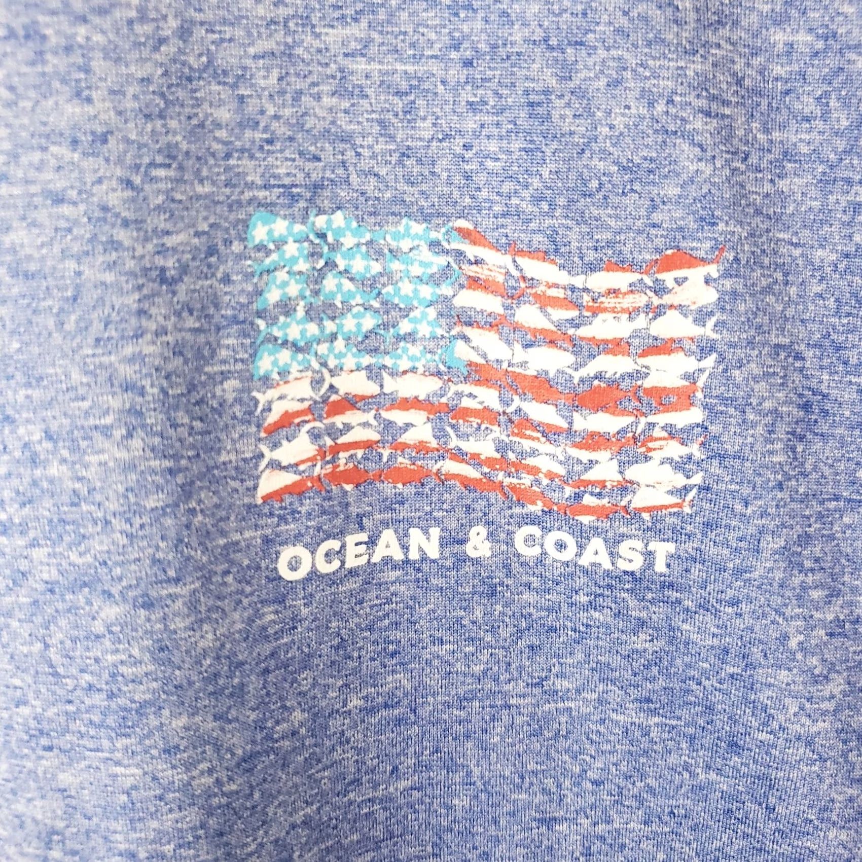 Vintage Ocean Advantage Men's S Blue Short Sleeve T-Shirt Fishing American Flag Size US S / EU 44-46 / 1 - 4 Thumbnail
