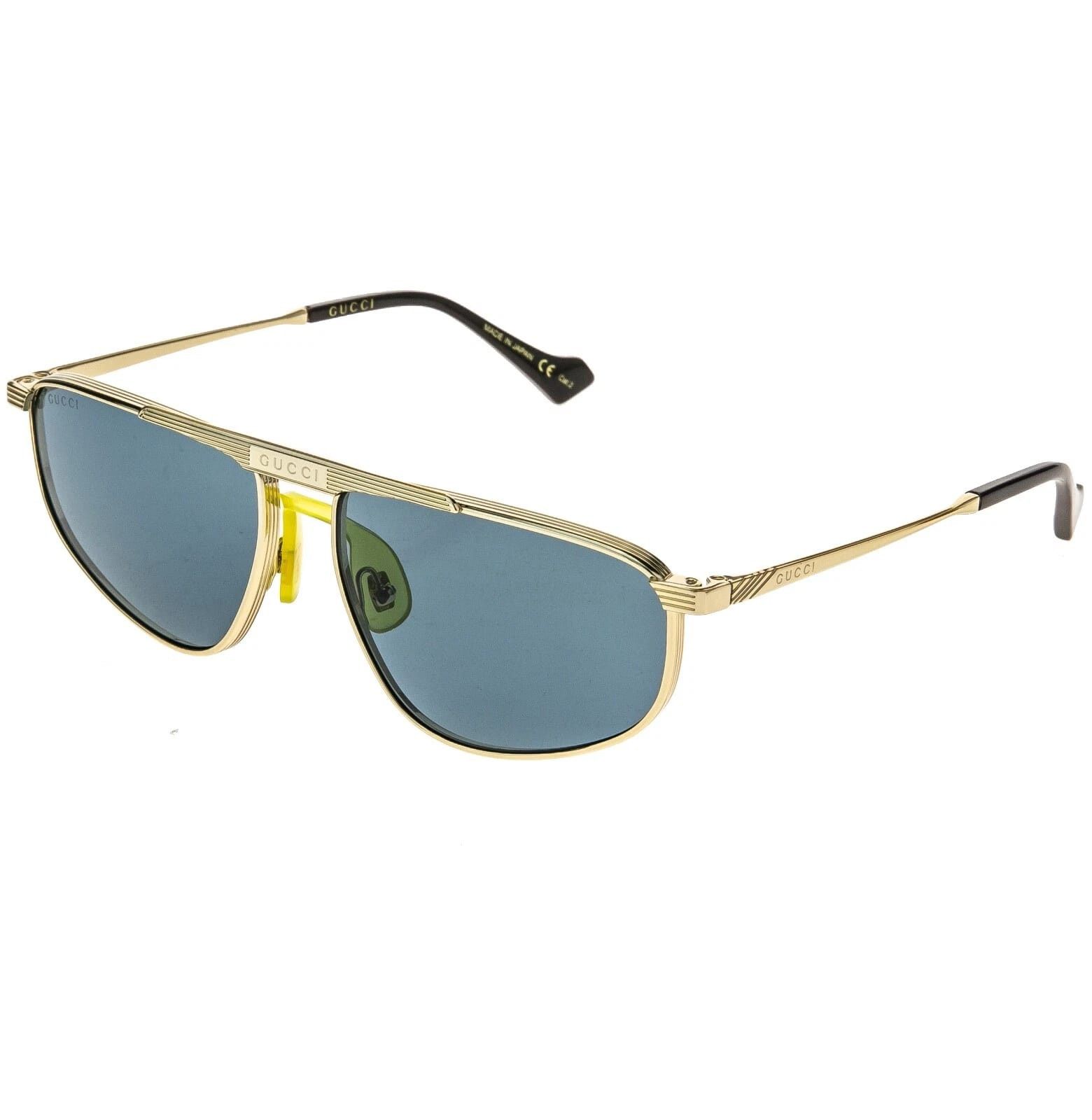 Gucci GUCCI GG0841S 0841 Retro Gold Blue Metal Logo Sunglasses 003 Size ONE SIZE - 9 Thumbnail