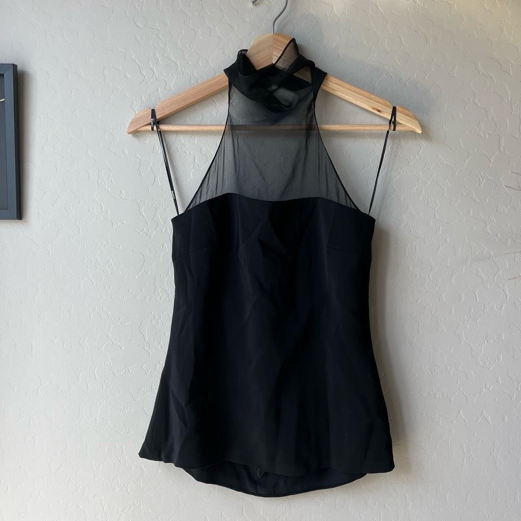 Other CUSHNIE Blouse Chiffon Halter Neck Open Back Black Top Size Size XS / US 0-2 / IT 36-38 - 2 Thumbnail