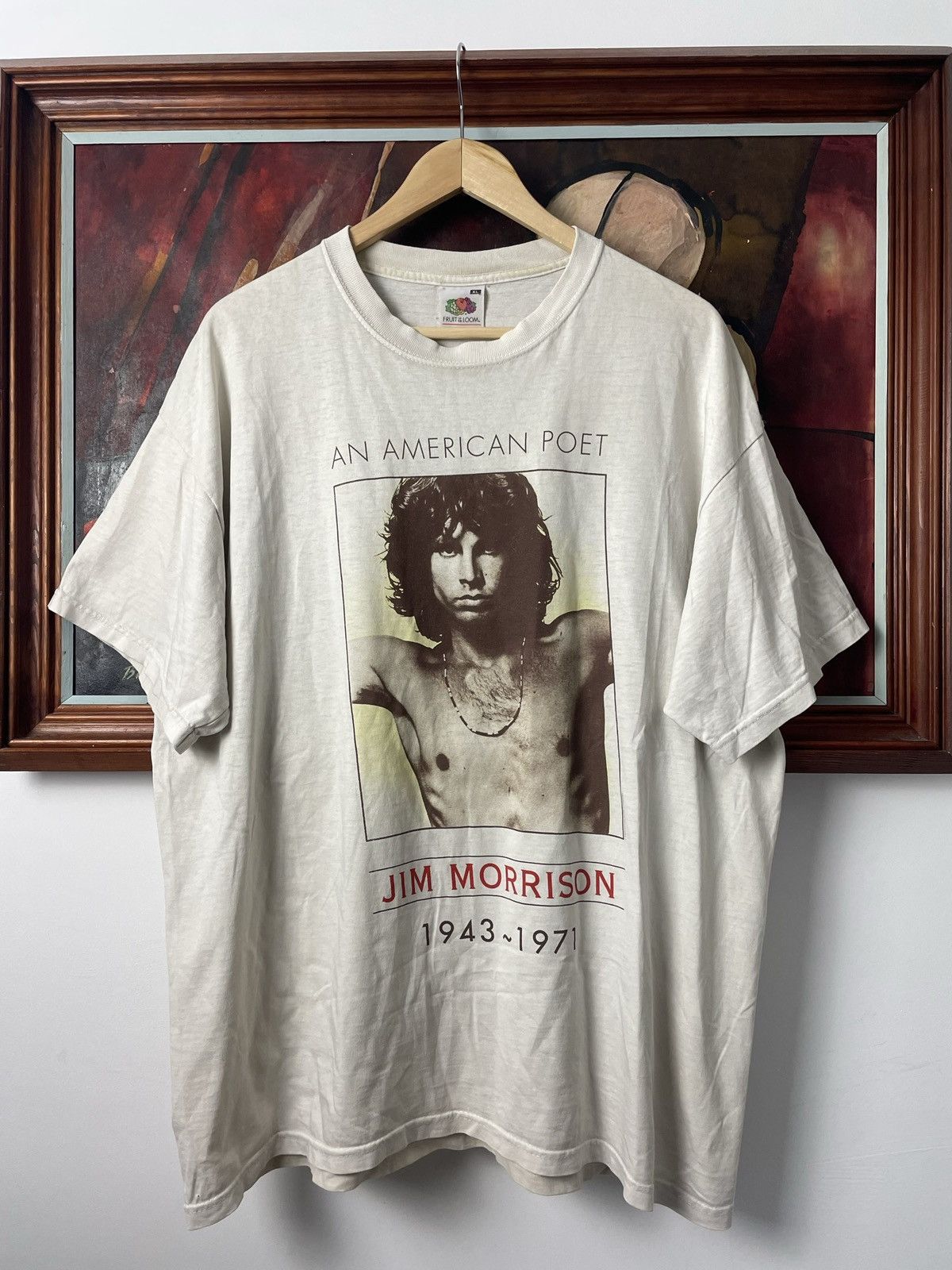 Image of Band Tees x Rock Band 90's OG Jim Morrison The Doors Tribute Vintage Band Tee Rock in Beige (Size X