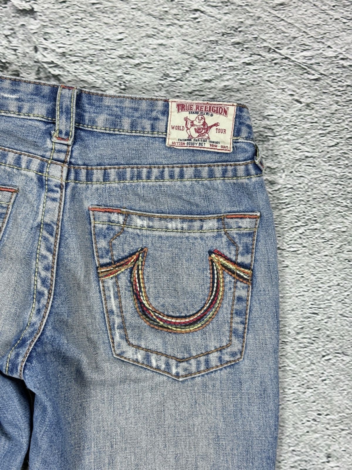 True Religion True Religion flared jeans blue white thick stitching Y2K Size 27" / US 4 / IT 40 - 4 Thumbnail