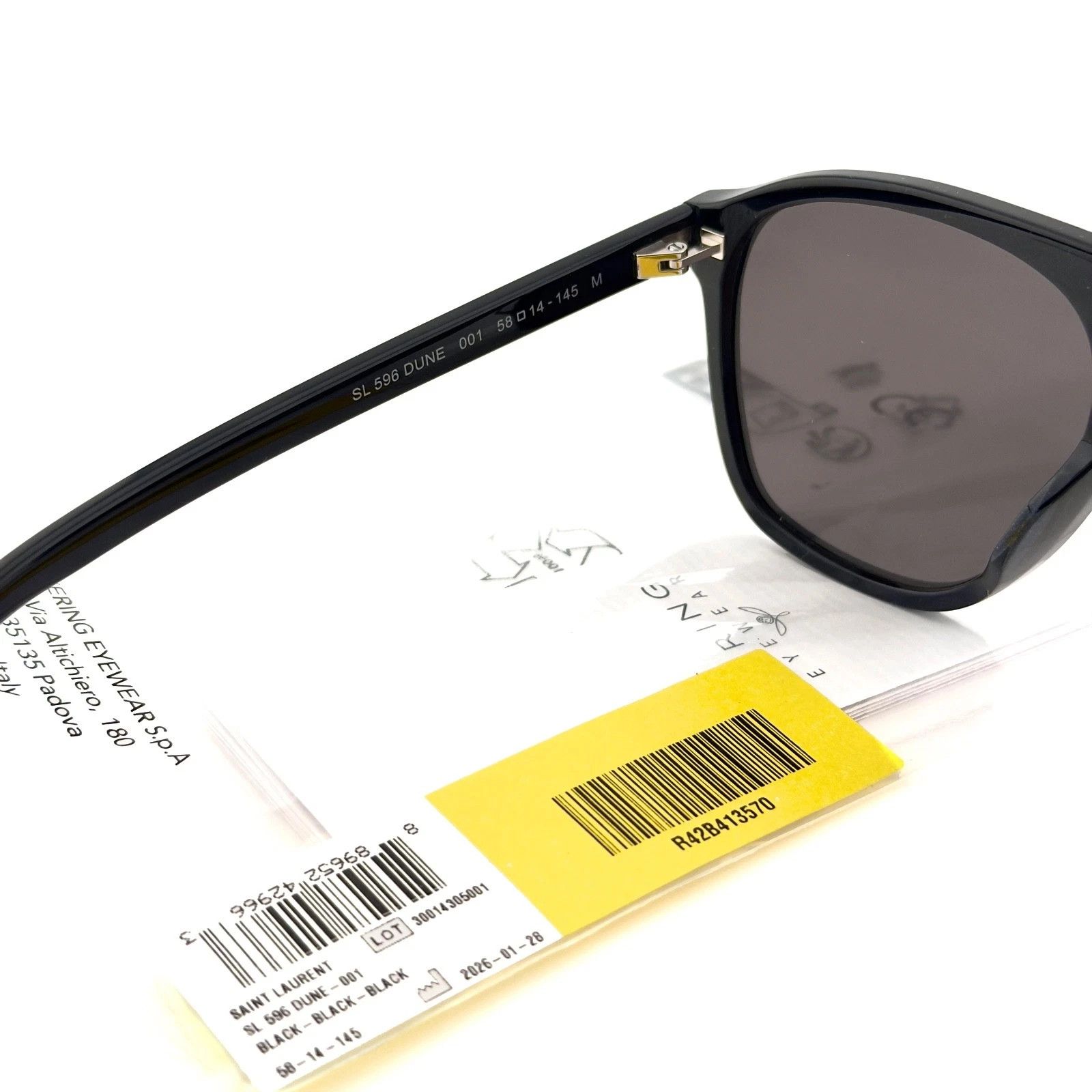 Saint Laurent Paris SAINT LAURENT DUNE SL 596 SL596 Black Aviator Sunglasses 001 Size ONE SIZE - 6 Thumbnail