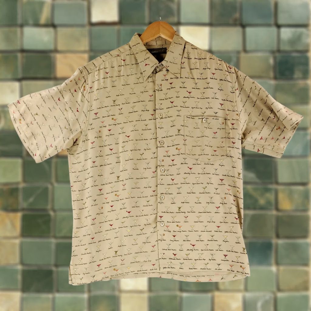 Tori Richard Tori Richard Shirt 100% Silk Cocktails Martinis Short Sleeve Mens L Tan Brown Silk Size US L / EU 52-54 / 3 - 1 Thumbnail