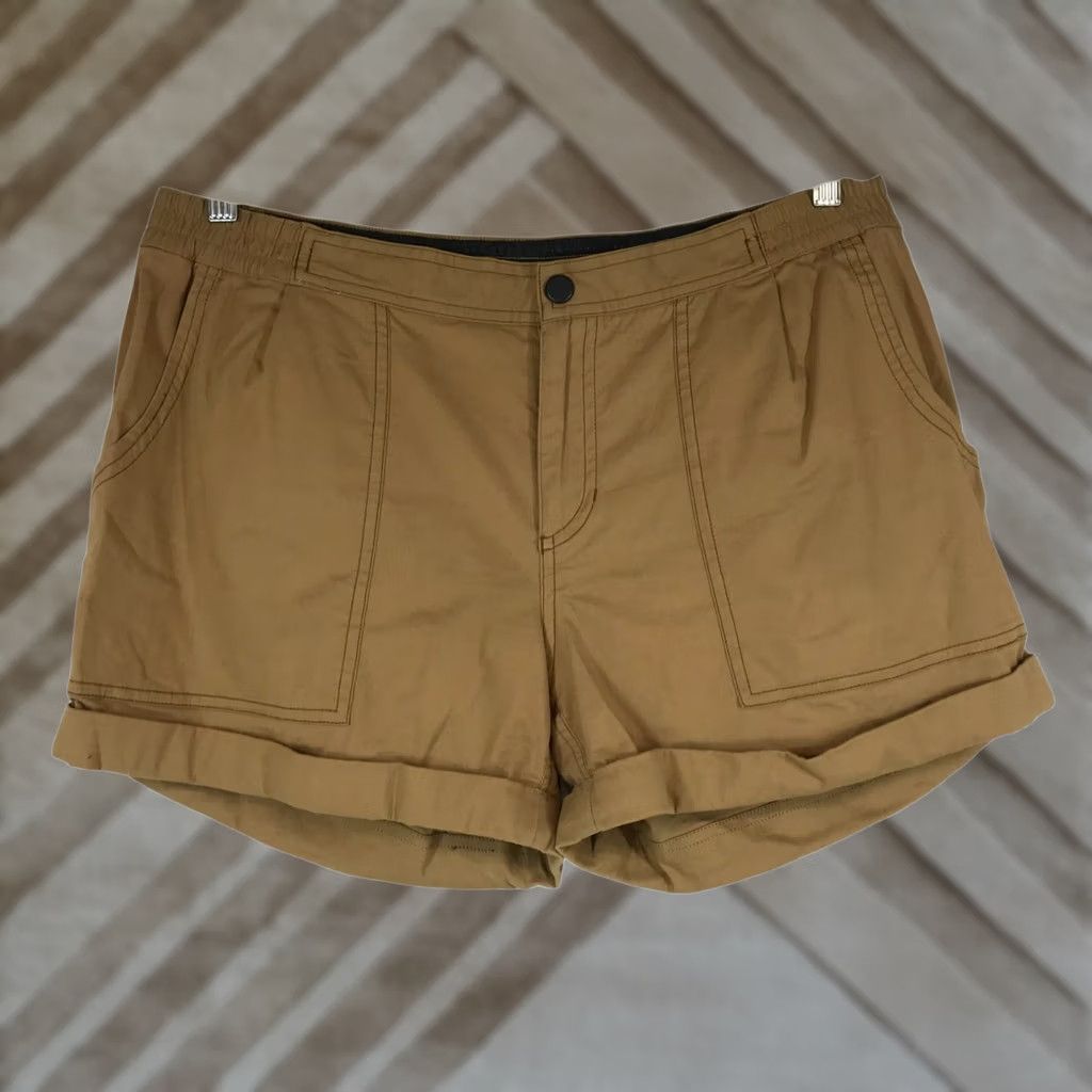 Mountain Hardwear Mountain Hardwear Womens Brown Cotton Blend Cuffed Shorts 14 Size 36" / US 14 / IT 50 - 1 Thumbnail