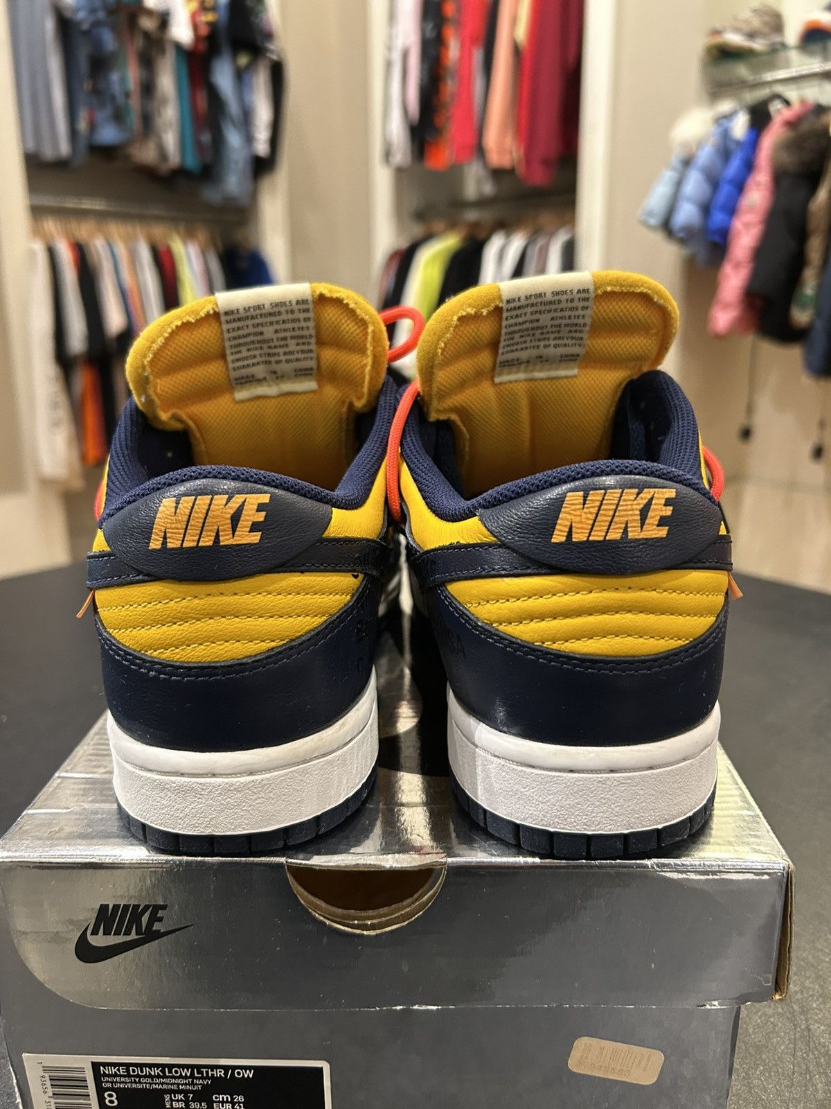 Nike × Off-White Off-White X Nike Dunk Low ‘University Gold’ Size US 8 / EU 41 - 3 Thumbnail