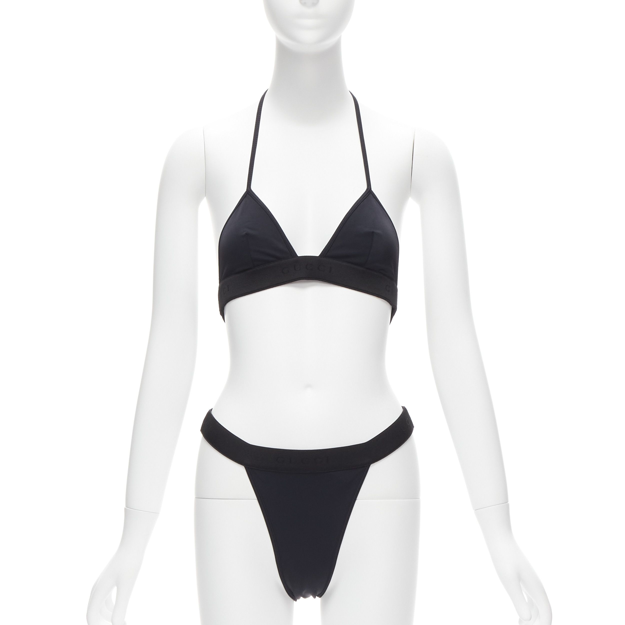 Gucci new GUCCI Tom Ford Vintage black GG logo thong bottom 2-pc bikini swim set S Size ONE SIZE - 1 Thumbnail