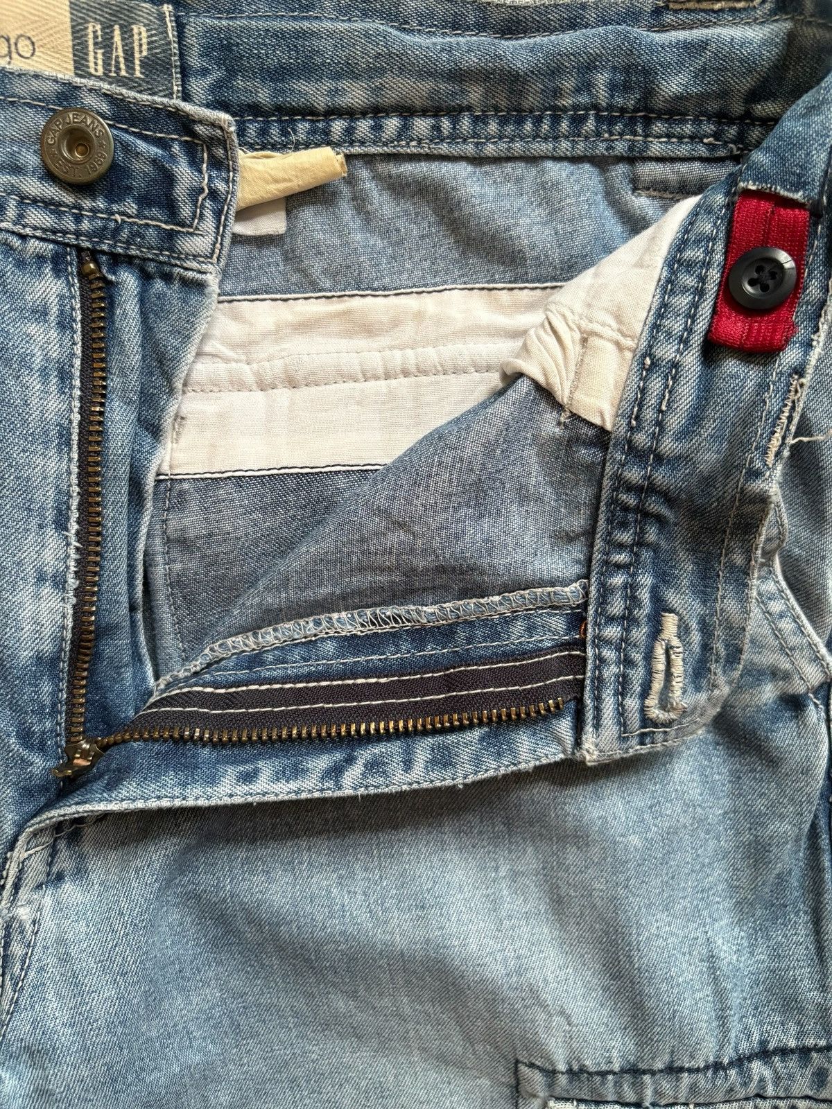 Gap Vintage Cargo GAP Blue Wash Distressed Loose Baggy Jeans Size US 28 / EU 44 - 9 Thumbnail
