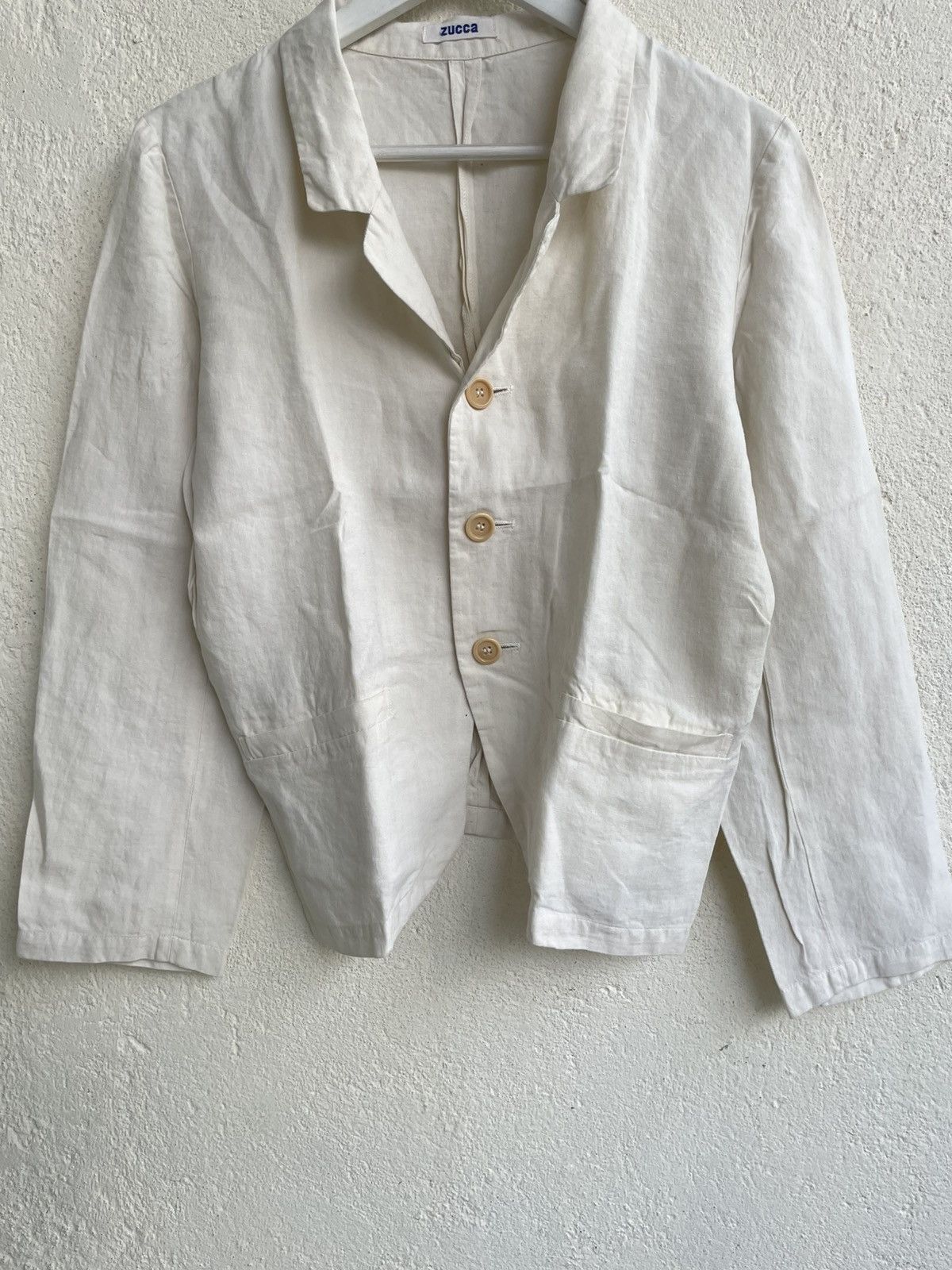 CABANE de ZUCCa Zucca Cream Linen Cropped Blazer Jacket Hysteric Japan Y’s Size S / US 4 / IT 40 - 3 Thumbnail