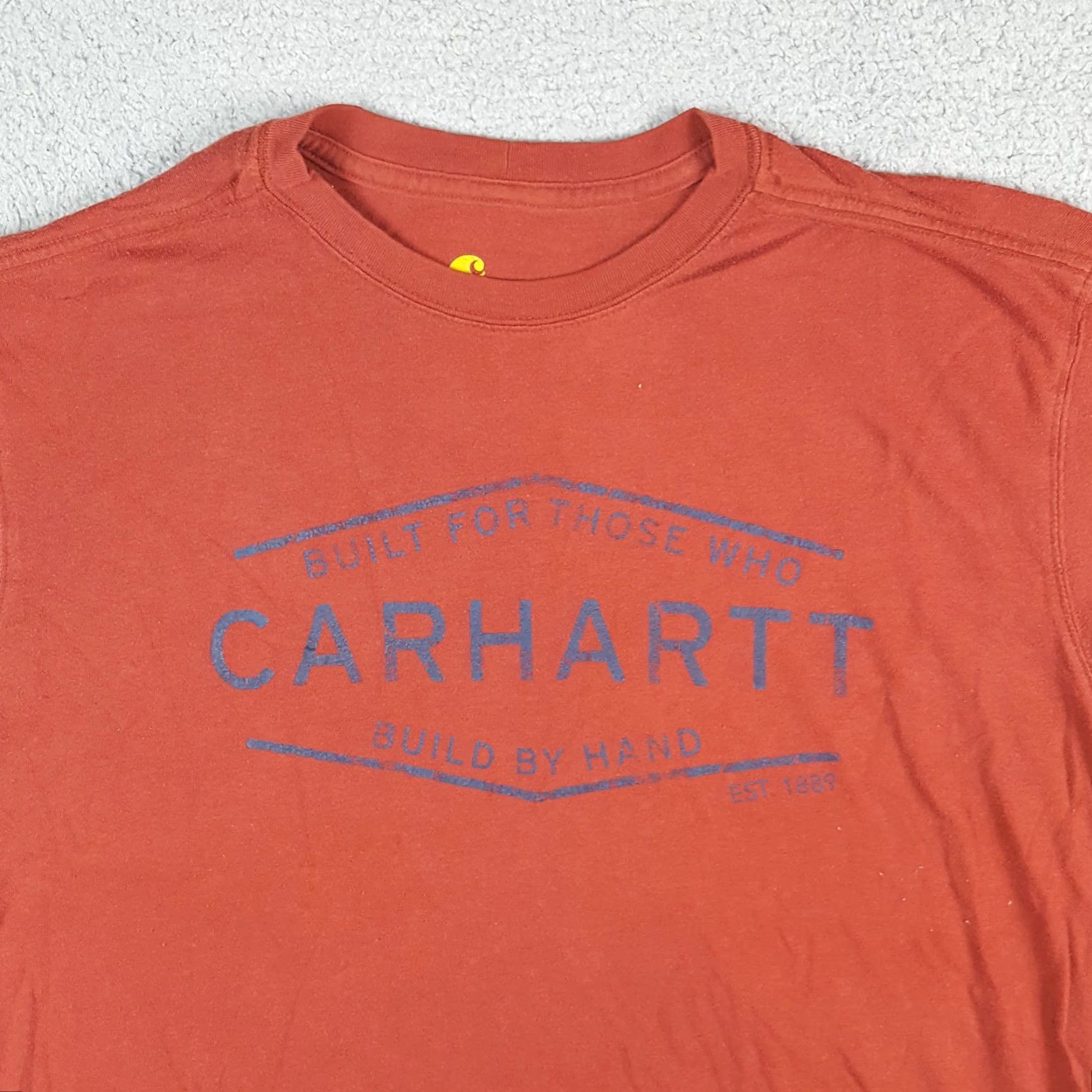 Carhartt VINTAGE Carhartt Workwear Spell Out Logo T Shirt Mens Size M Relaxed Rust Red 90s Workwear Logo Embroidered Cotton Shirt Size US M / EU 48-50 / 2 - 2 Thumbnail
