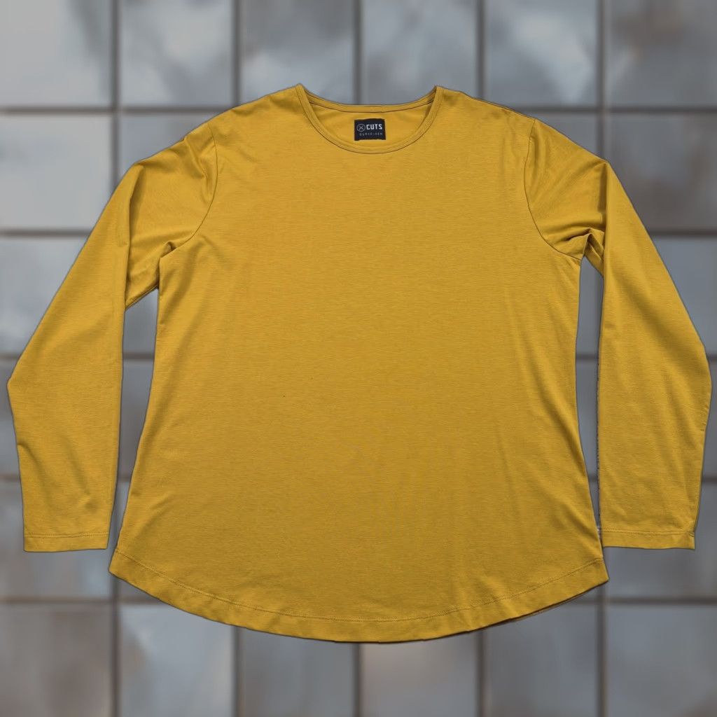 Cuts Cuts Shirt Mens XL Yellow Long Sleeve Curve Hem Pyca Pro Casual Crewneck Tee Size US XL / EU 56 / 4 - 1 Thumbnail