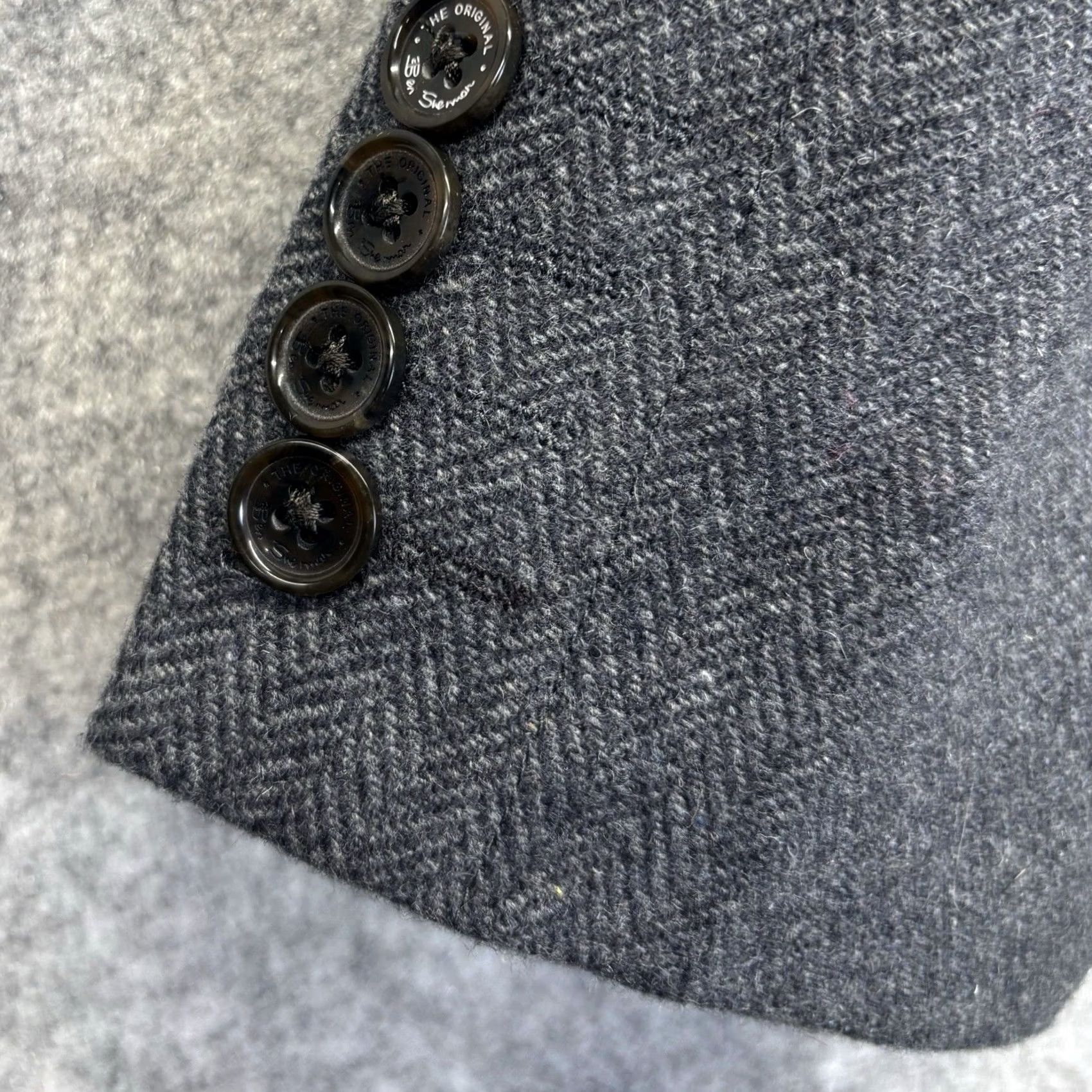 Ben Sherman Ben Sherman Blazer Mens Medium Herringbone Wool Blend 2 Button Grey VGC Regular Jacket Coat Size 40R - 4 Thumbnail