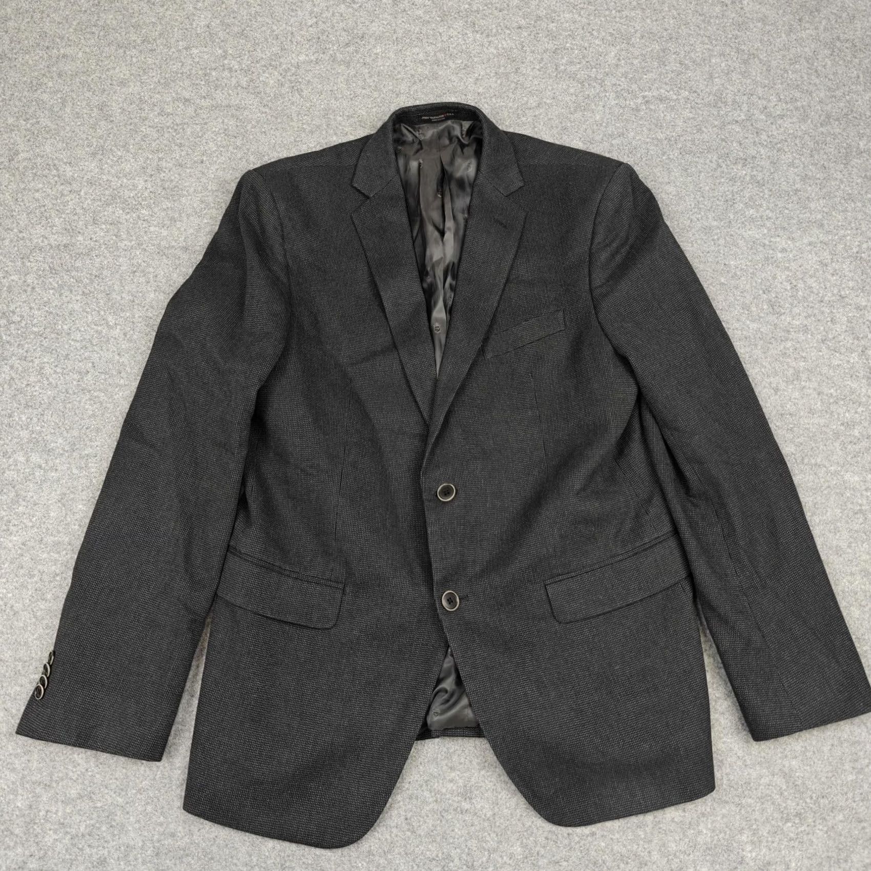 John Varvatos VINTAGE John Varvatos U.S.A. Blazer Mens 42R Gray Cotton Check Sport Coat Jacket Classic Size 42R - 2 Thumbnail