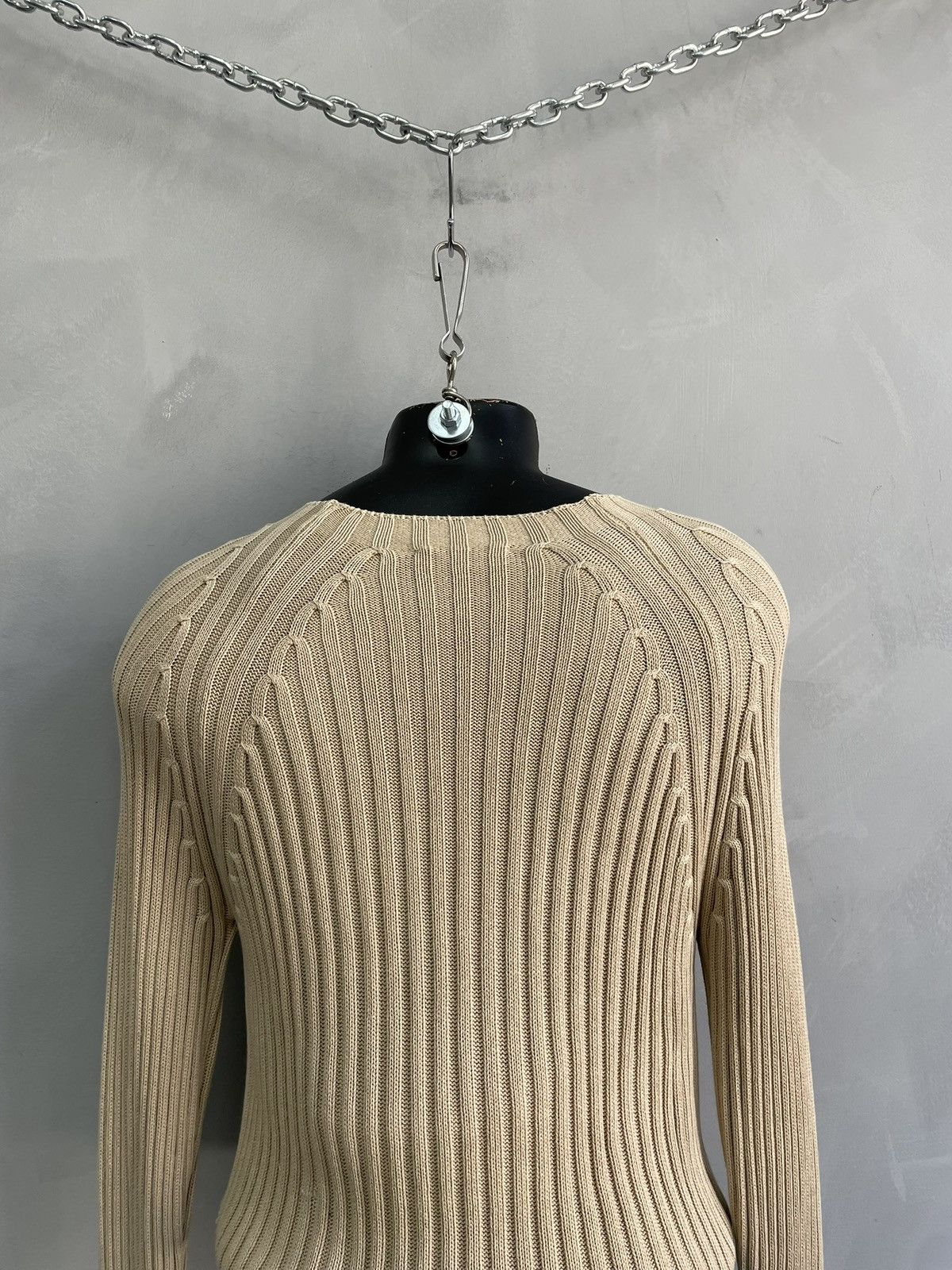 Diesel Diesel style Kapital Beige Ribbed Knit Sweater Size L y2k Size US L / EU 52-54 / 3 - 6 Thumbnail