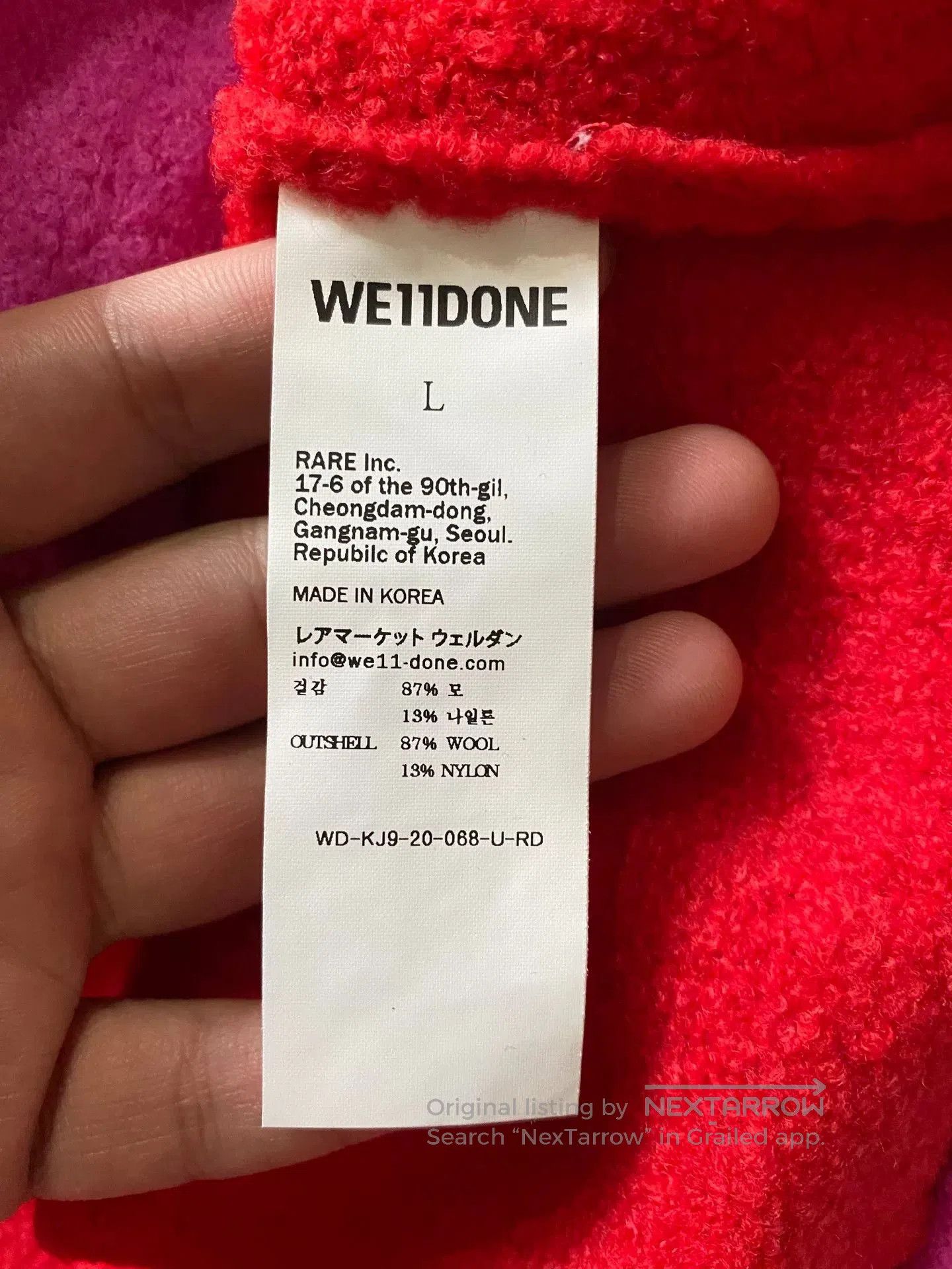 WE11DONE red and pink knit cardigan with logo. Size M / US 6-8 / IT 42-44 - 5 Thumbnail