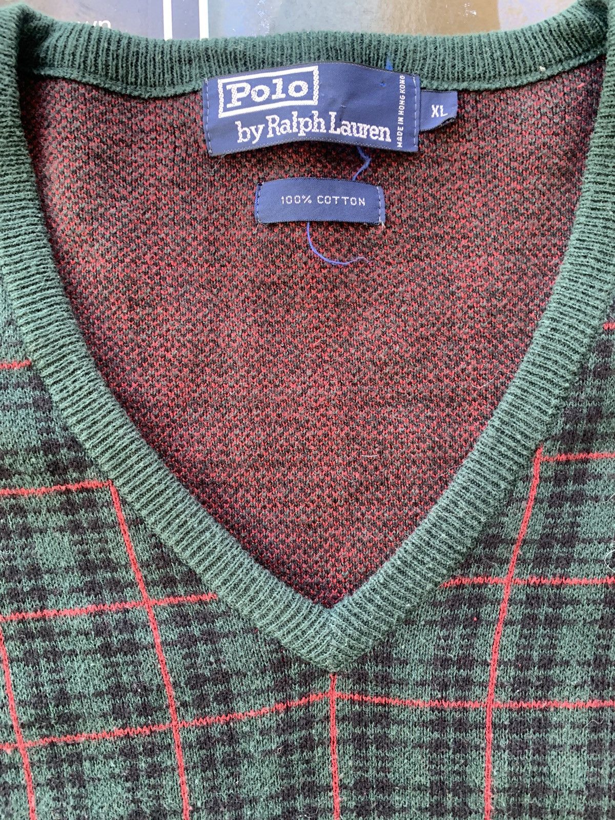 Polo Ralph Lauren × Vintage Vintage plaid polo Ralph Lauren v neck Size US XL / EU 56 / 4 - 2 Thumbnail