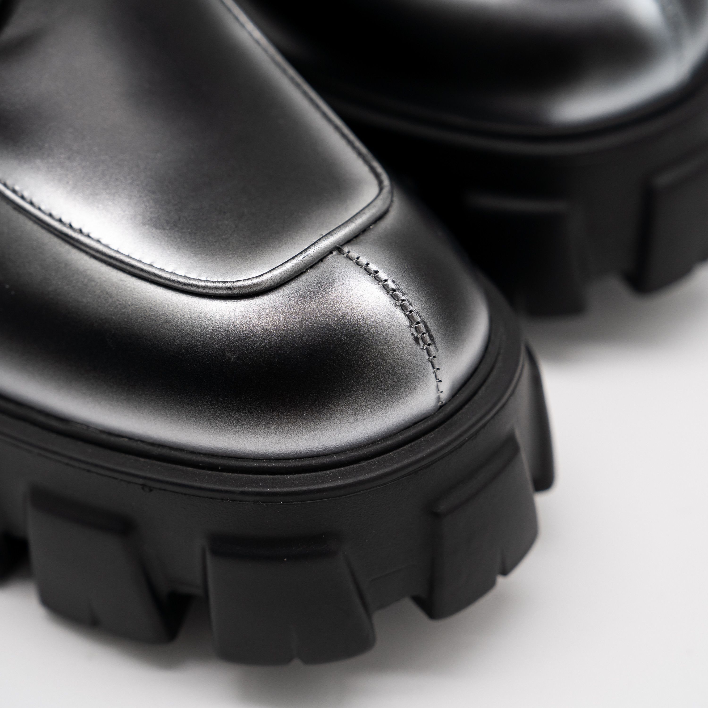 Prada Prada Monolith Brushed Leather Lace-up Shoes Black Silver Size US 9.5 / IT 39.5 - 7 Thumbnail