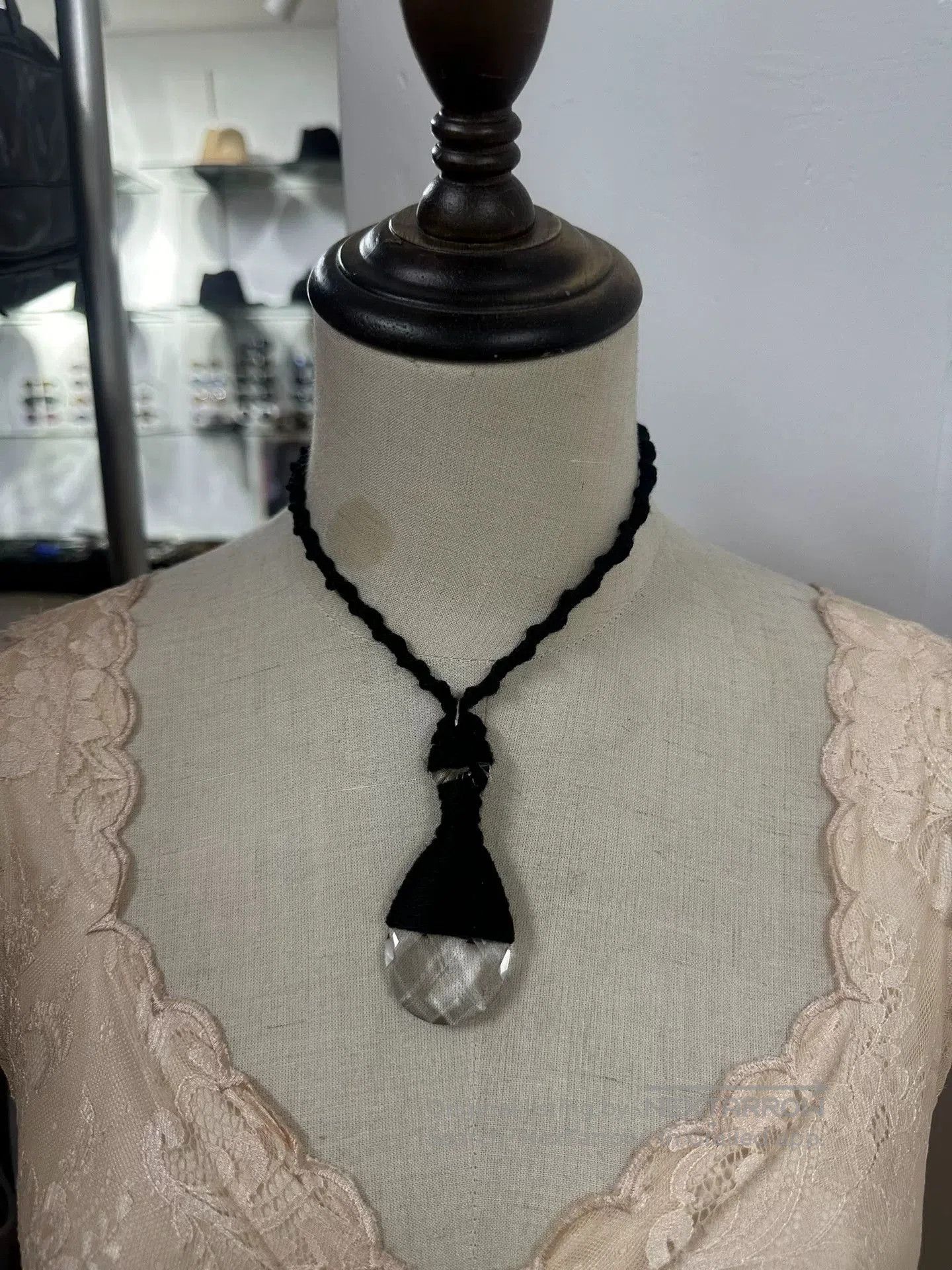 Comme des Garcons Homme Plus adjustable black crystal pendant necklace. Size ONE SIZE - 5 Thumbnail