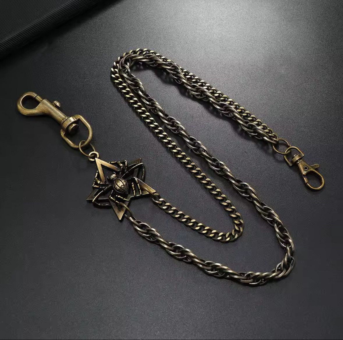 Other Punk Spider Star Metal Pants Double Chain Wallet Belt Chain Size ONE SIZE - 2 Thumbnail