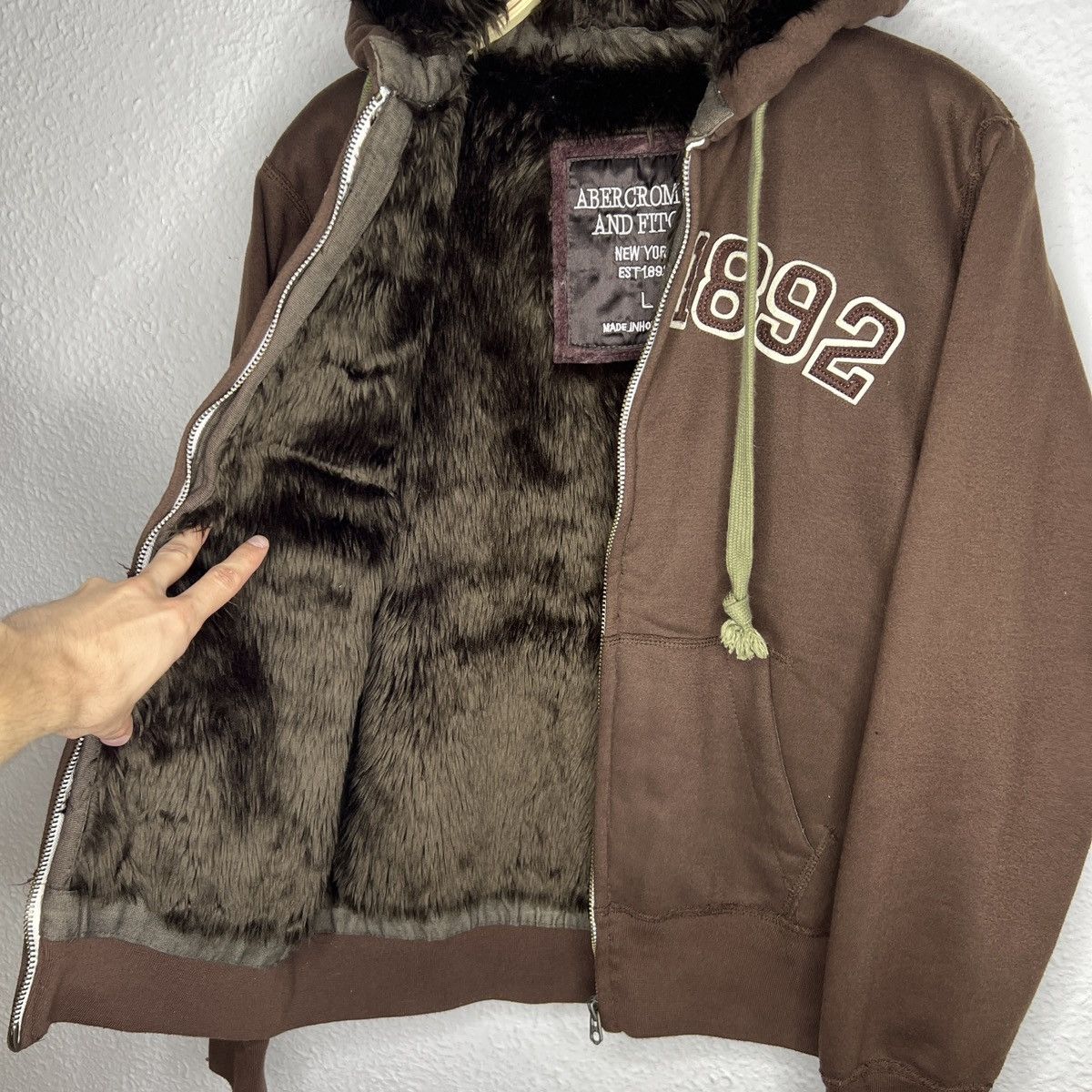 Abercrombie & Fitch If Six Was Nine Styled Fur Hoodie Sherpa Brown Big Logo Size US L / EU 52-54 / 3 - 6 Thumbnail