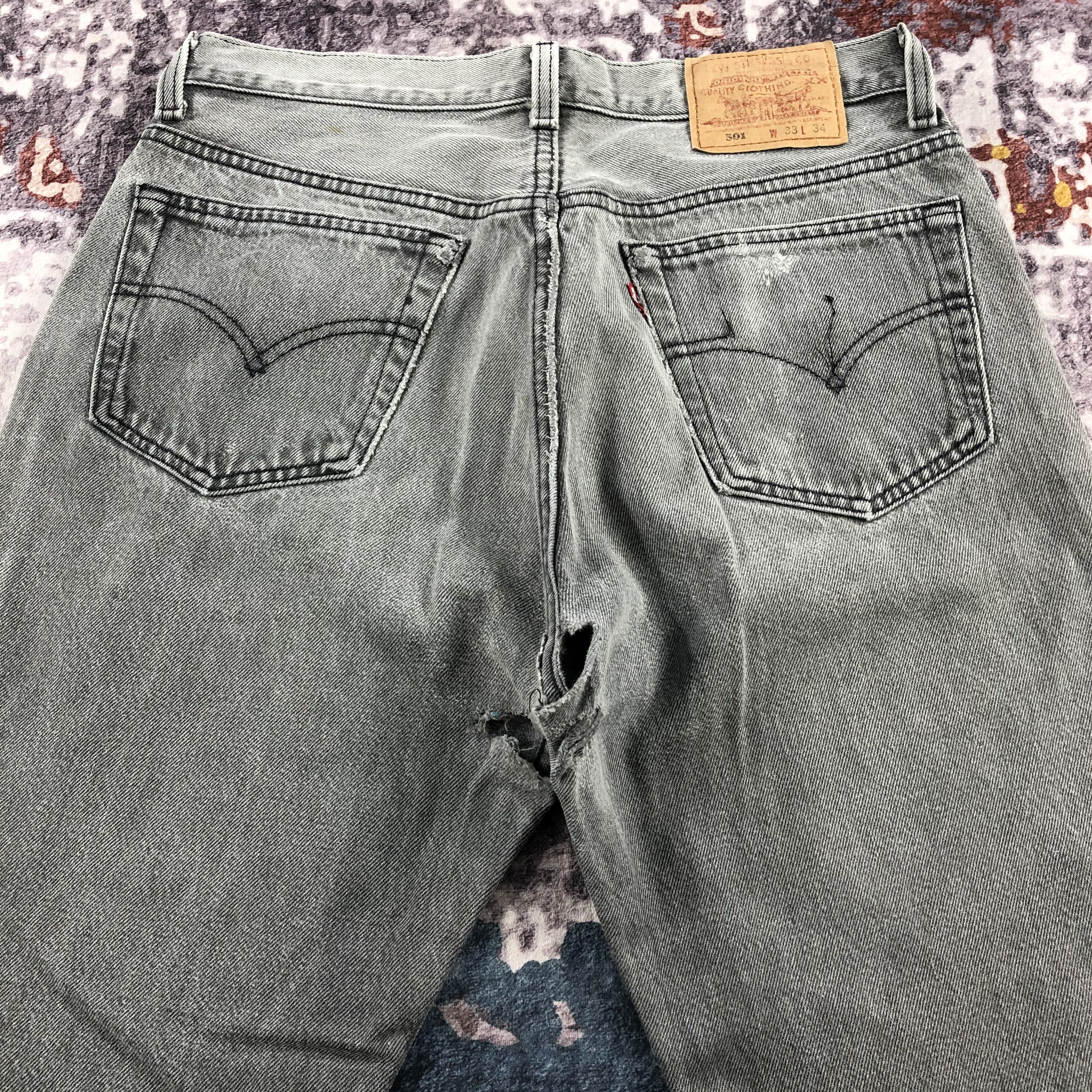 Levi's 90s Vintage Faded Black Levis 501 Jeans-JM2411 Size US 32 / EU 48 - 5 Thumbnail