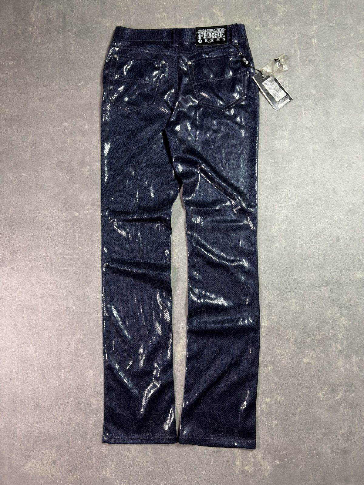 Gianfranco Ferre DSWT Blue Glitter Loose Light Trousers Pants 27 Rare Size 27" / US 4 / IT 40 - 2 Thumbnail