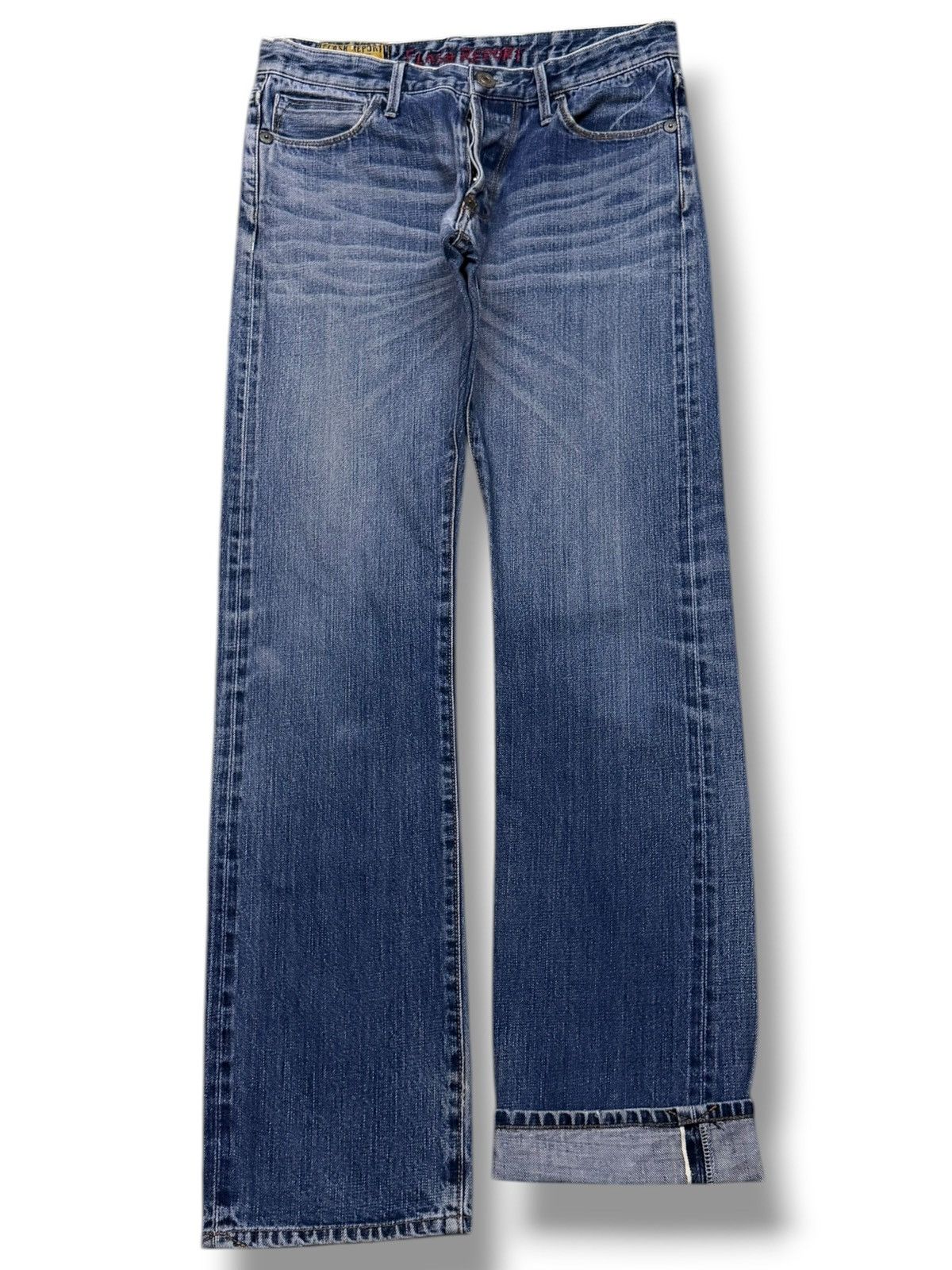 Japanese Brand Vintage Flash Report Selvedge Denim Jeans | Vintage Fade W31 Size US 31 - 2 Thumbnail