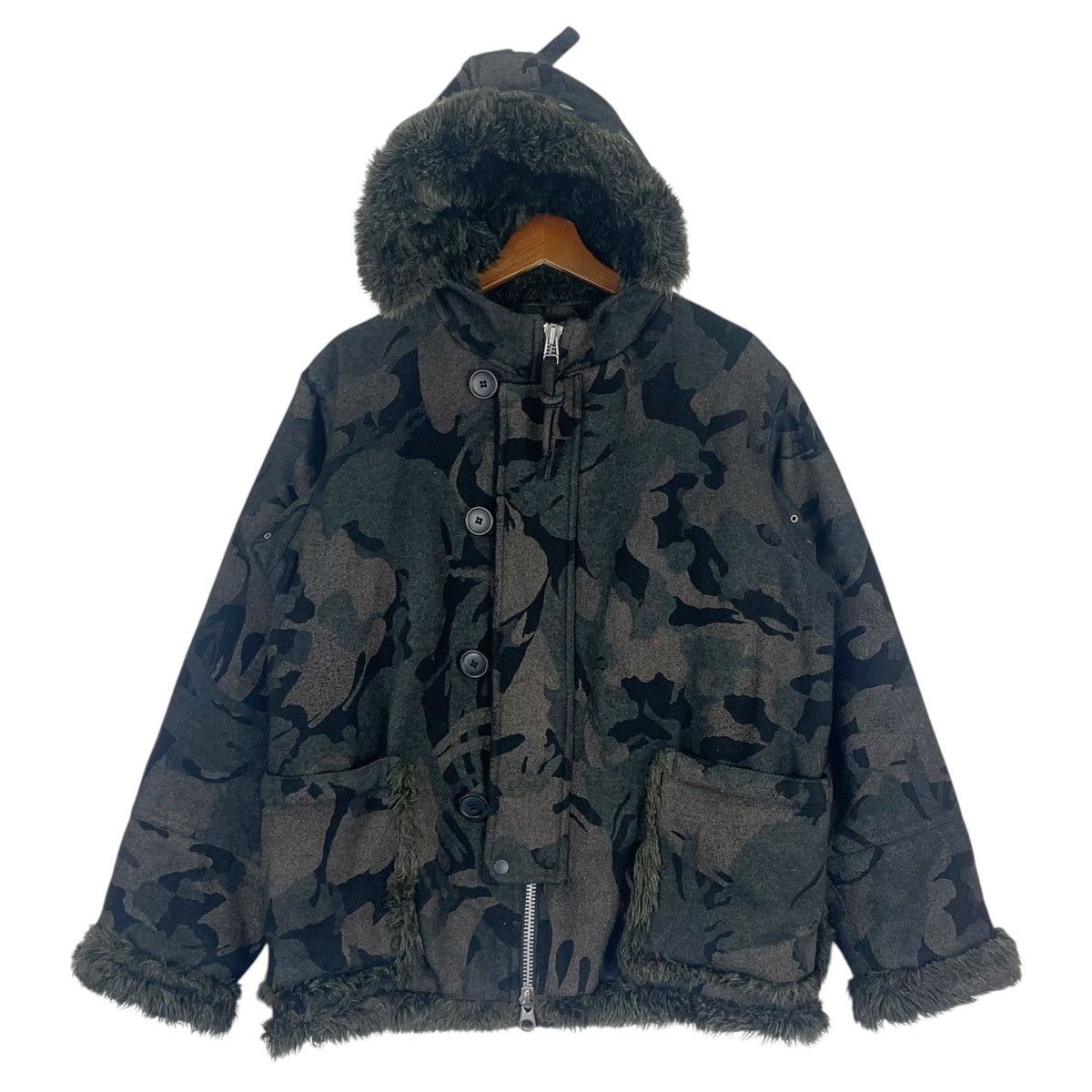 Japanese Brand Vintage Hiromichi Nakano Heavy Jacket with Fur Hoodie Size US M / EU 48-50 / 2 - 1 Thumbnail