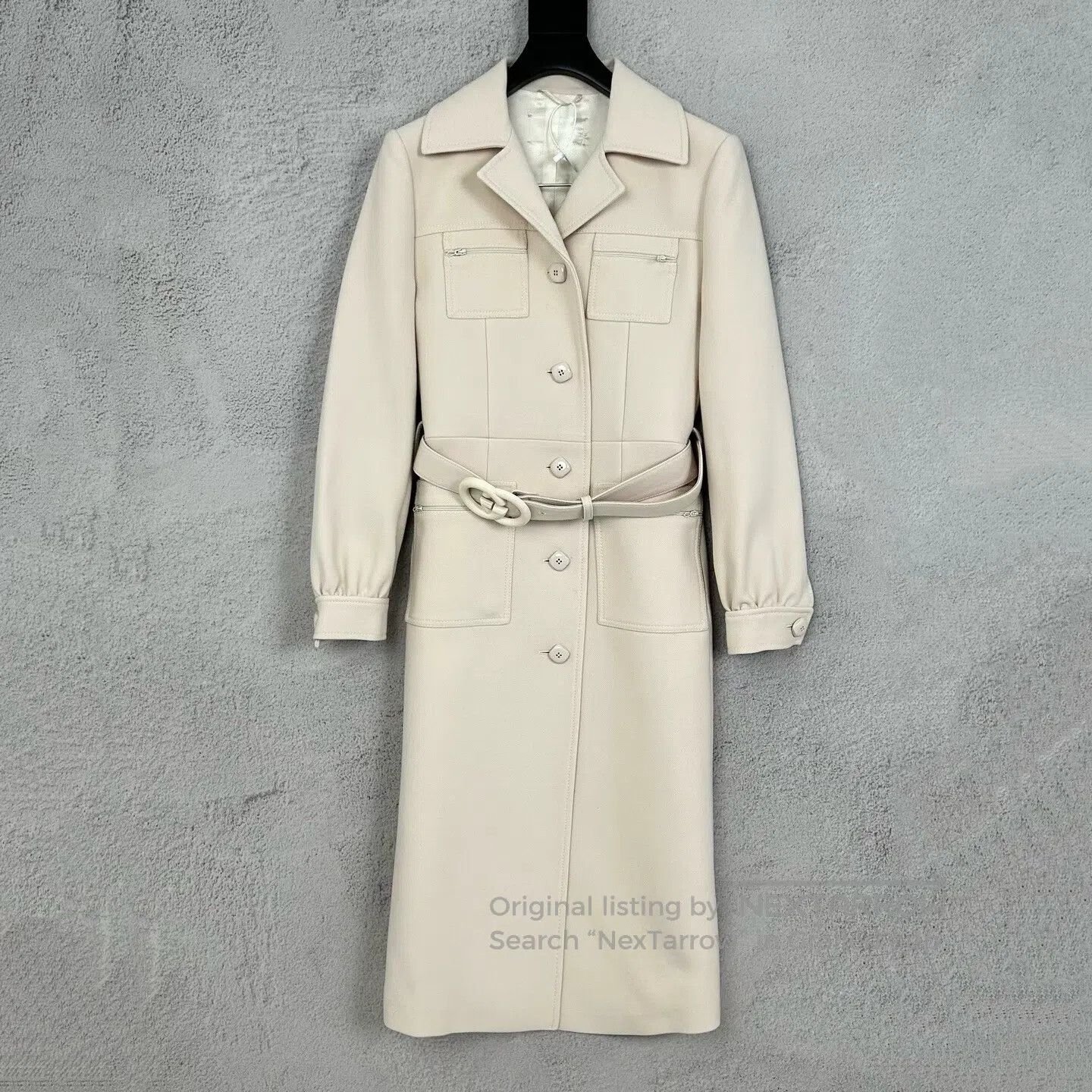 Gucci Guicci size40 Double-G Belt Coat in Beige Size L / US 10 / IT 46 - 1 Thumbnail