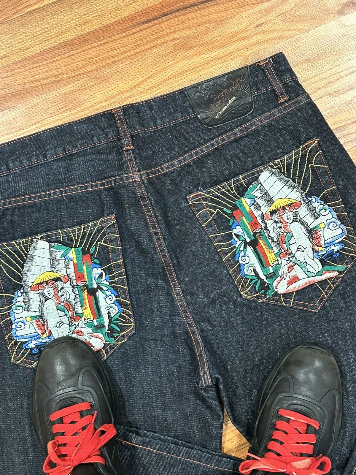 Ed Hardy RARE Ed Hardy Embroidered Geisha Raw Denim Size US 36 / EU 52 - 6 Thumbnail