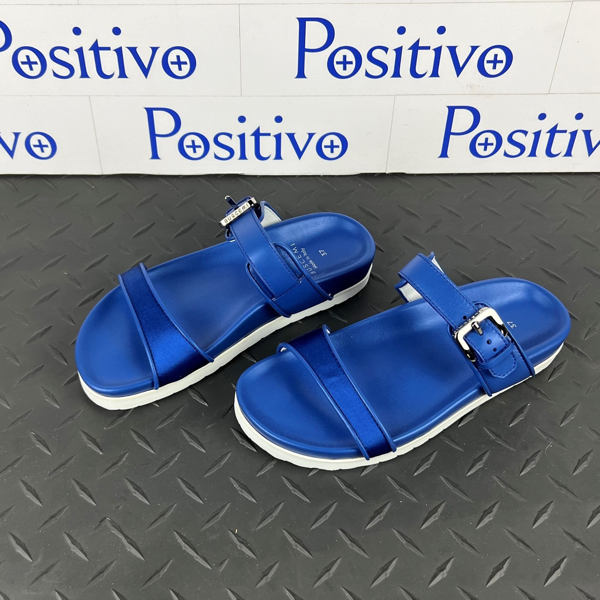 Buscemi Buscemi Slide Band Satin Royal Leather Sandals US 7 SAMPLE Size US 7 / IT 37 - 2 Thumbnail