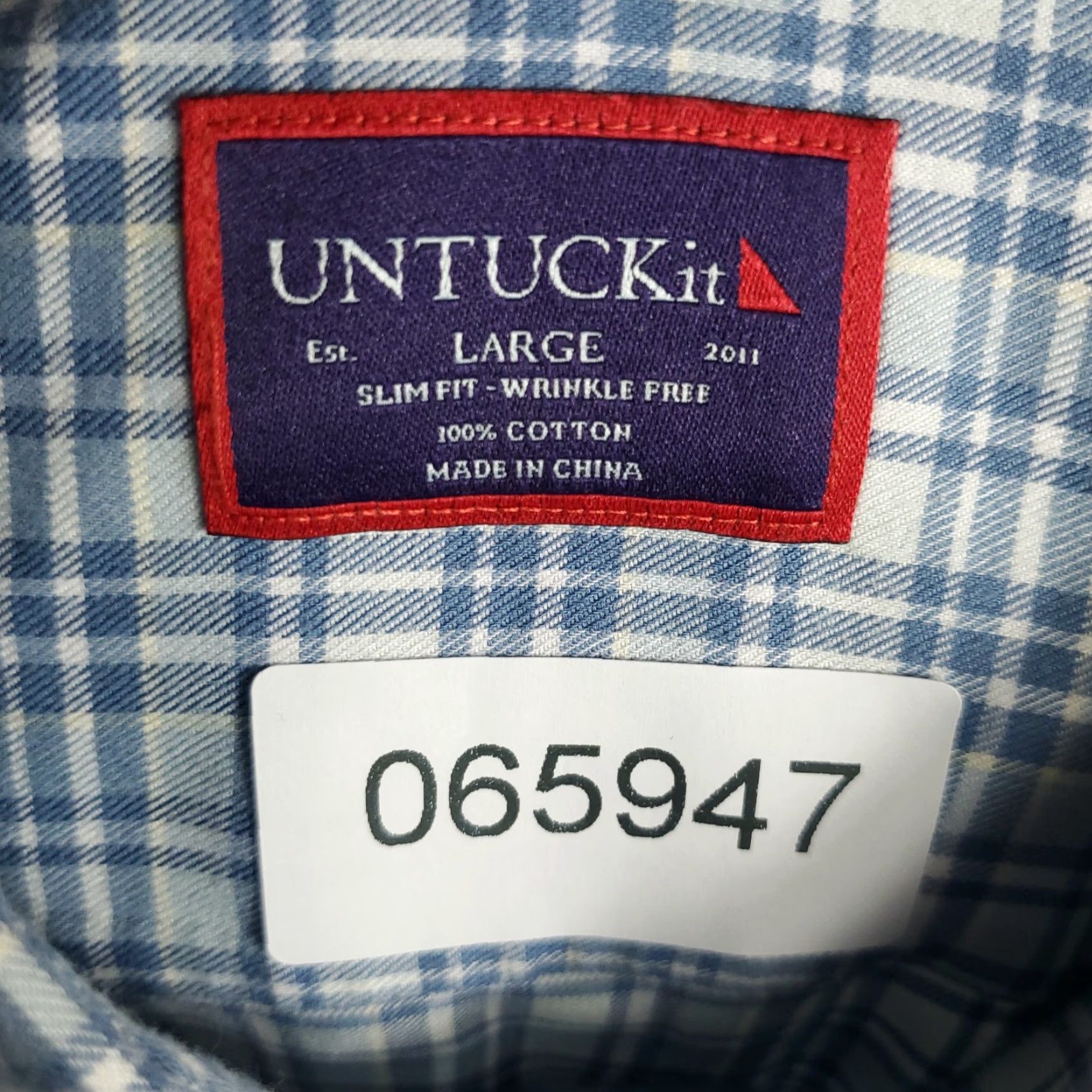 UNTUCKit UNTUCKit Shirt Mens Large Blue Plaid Slim Fit Button Up Long Sleeve Size US L / EU 52-54 / 3 - 7 Thumbnail