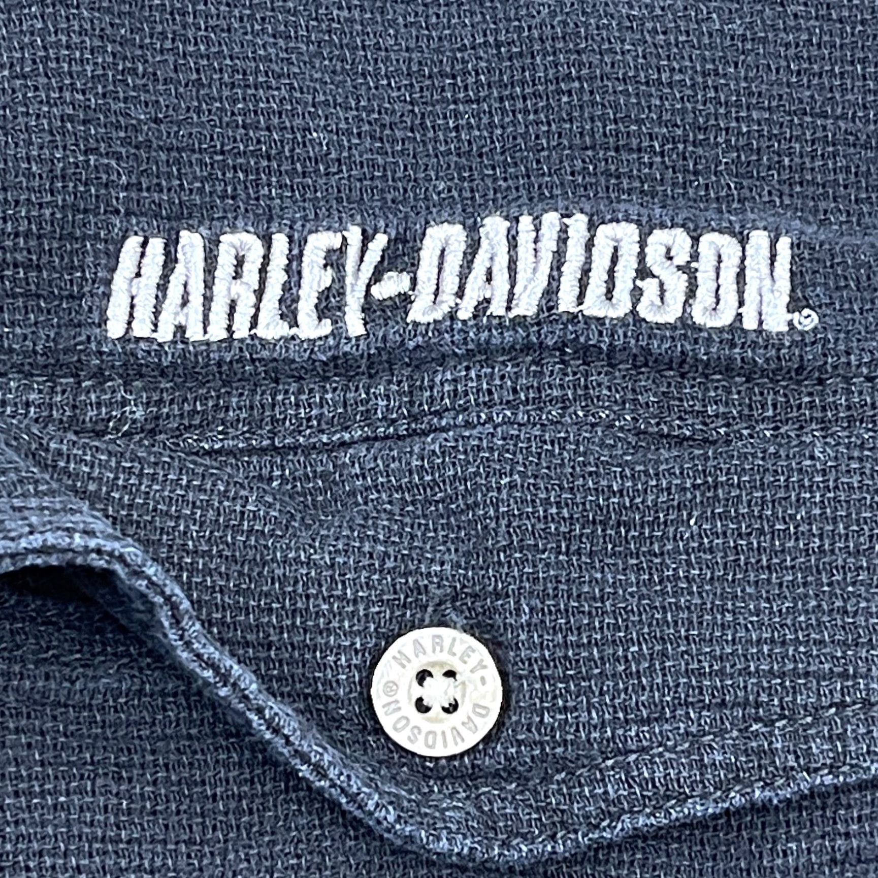 Harley Davidson Vintage Harley-Davidson Shirt Men Medium Black Button Up Canvas Y2K Biker Shop Size US M / EU 48-50 / 2 - 5 Thumbnail