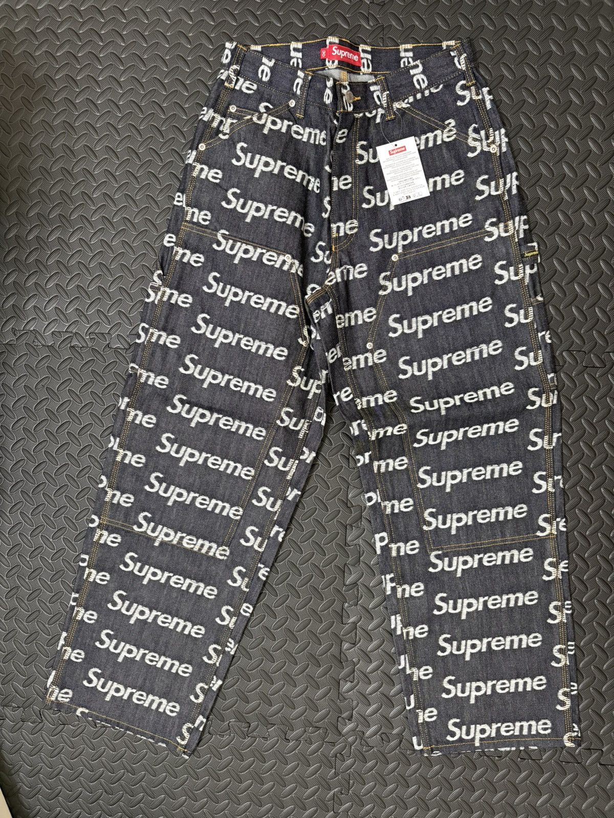 Supreme Jacquard Logos Double Knee Denim Painter Jeans