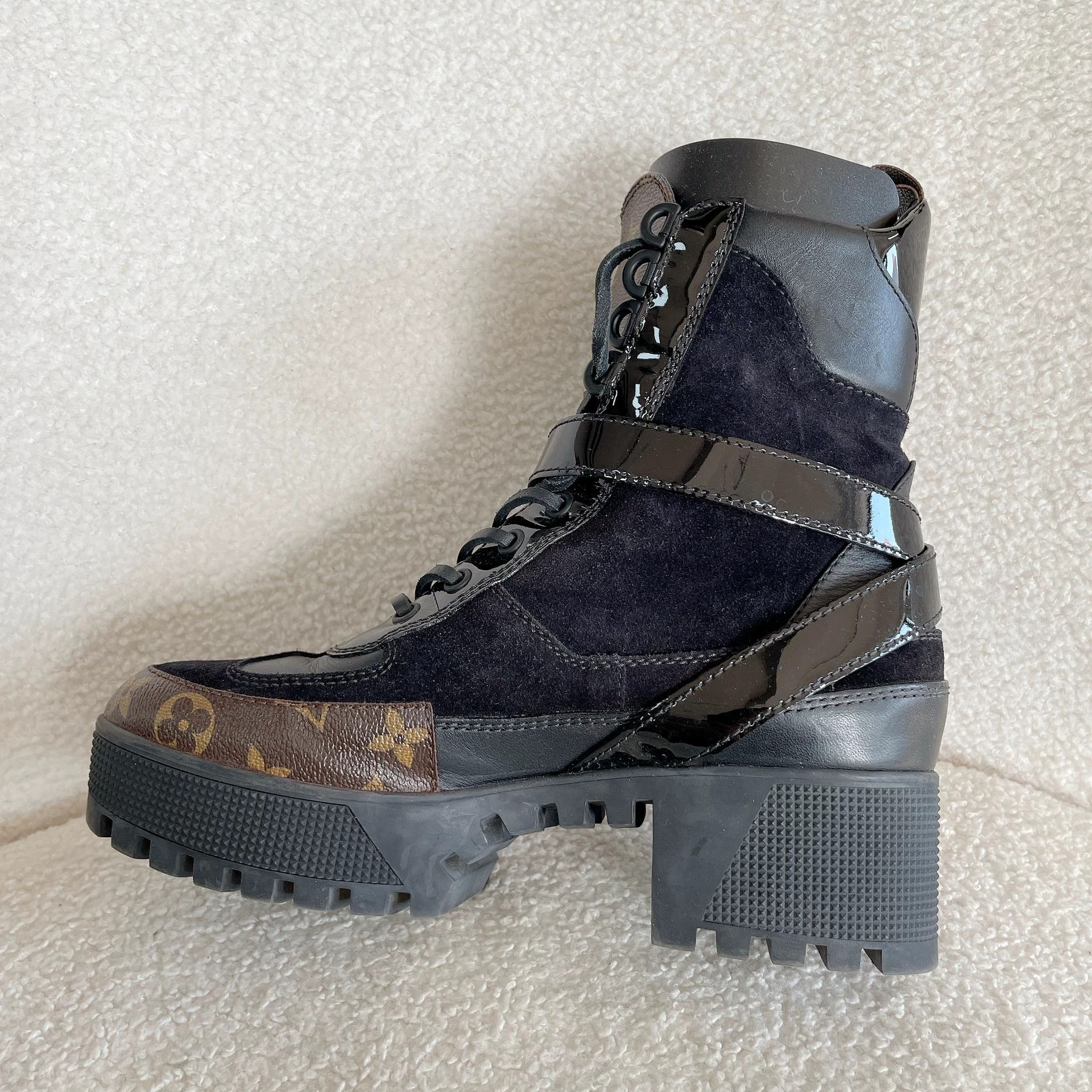 Louis Vuitton LV Monogram colorblocked suede martens boots 37.5 EU Size US 6.5 / IT 36.5 - 5 Thumbnail
