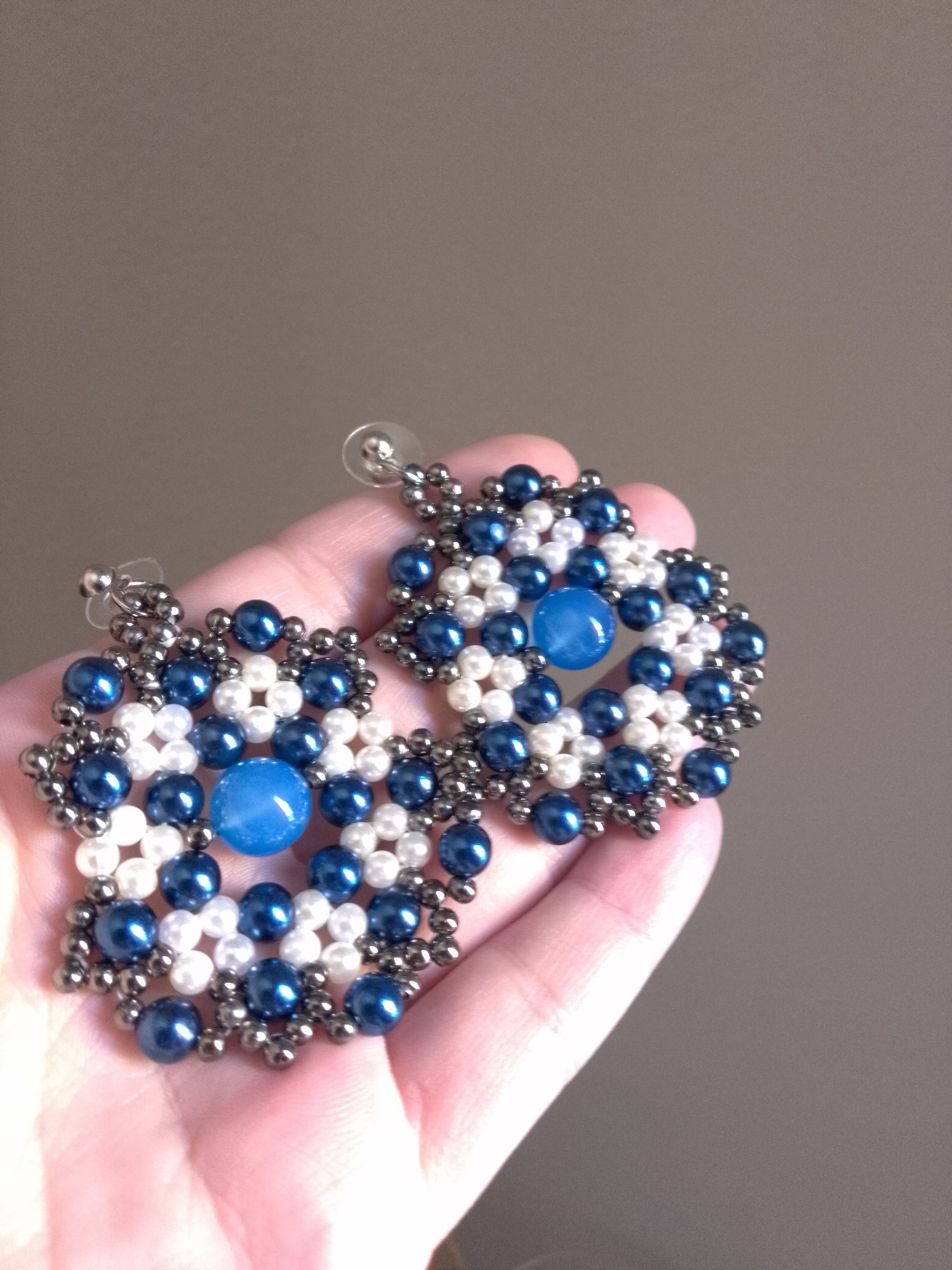 Handmade Earrings Blu Agate Gemstones baroque style Size ONE SIZE - 3 Thumbnail
