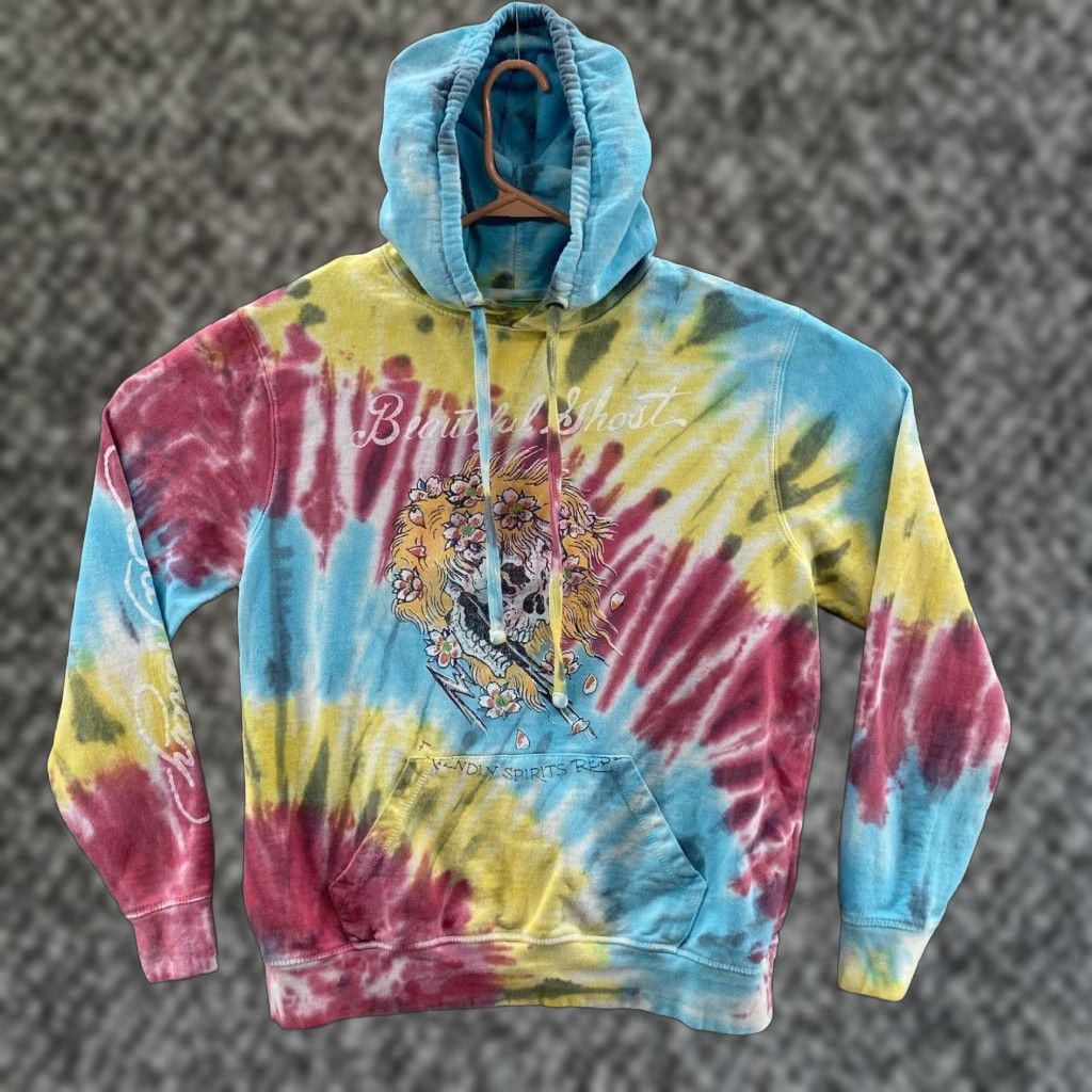 VINTAGE Ed Hardy Hoodie Men Medium Pullover Sweatshirt Tie Dye
